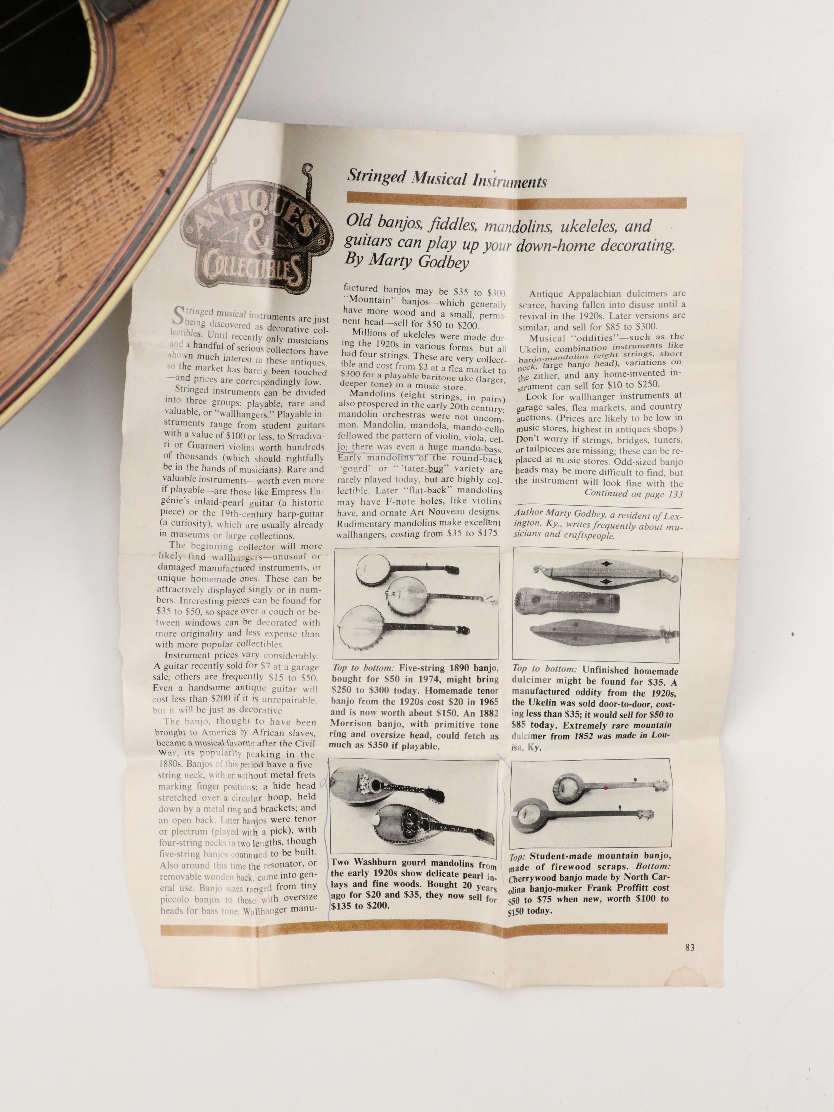 Washburn Style Acoustic Gourd Mandolin, Early 20th Century