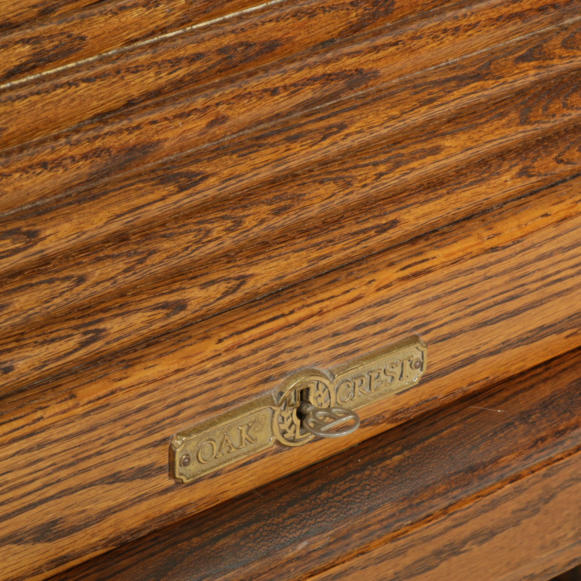 Oak Crest Roll Top Desk, Late 20th Century