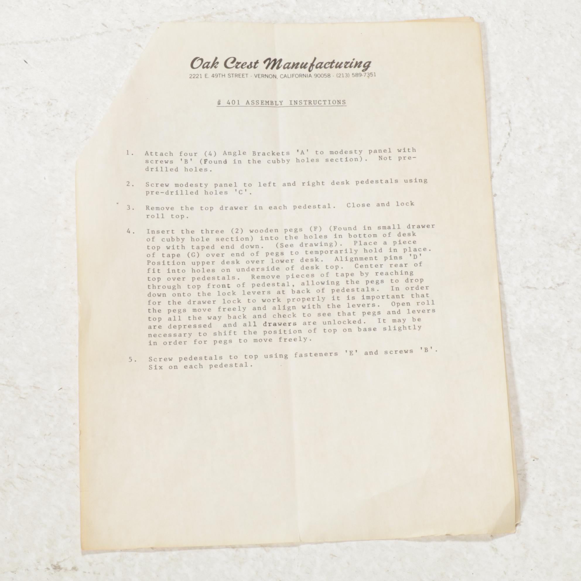 Oak Crest Roll Top Desk, Late 20th Century