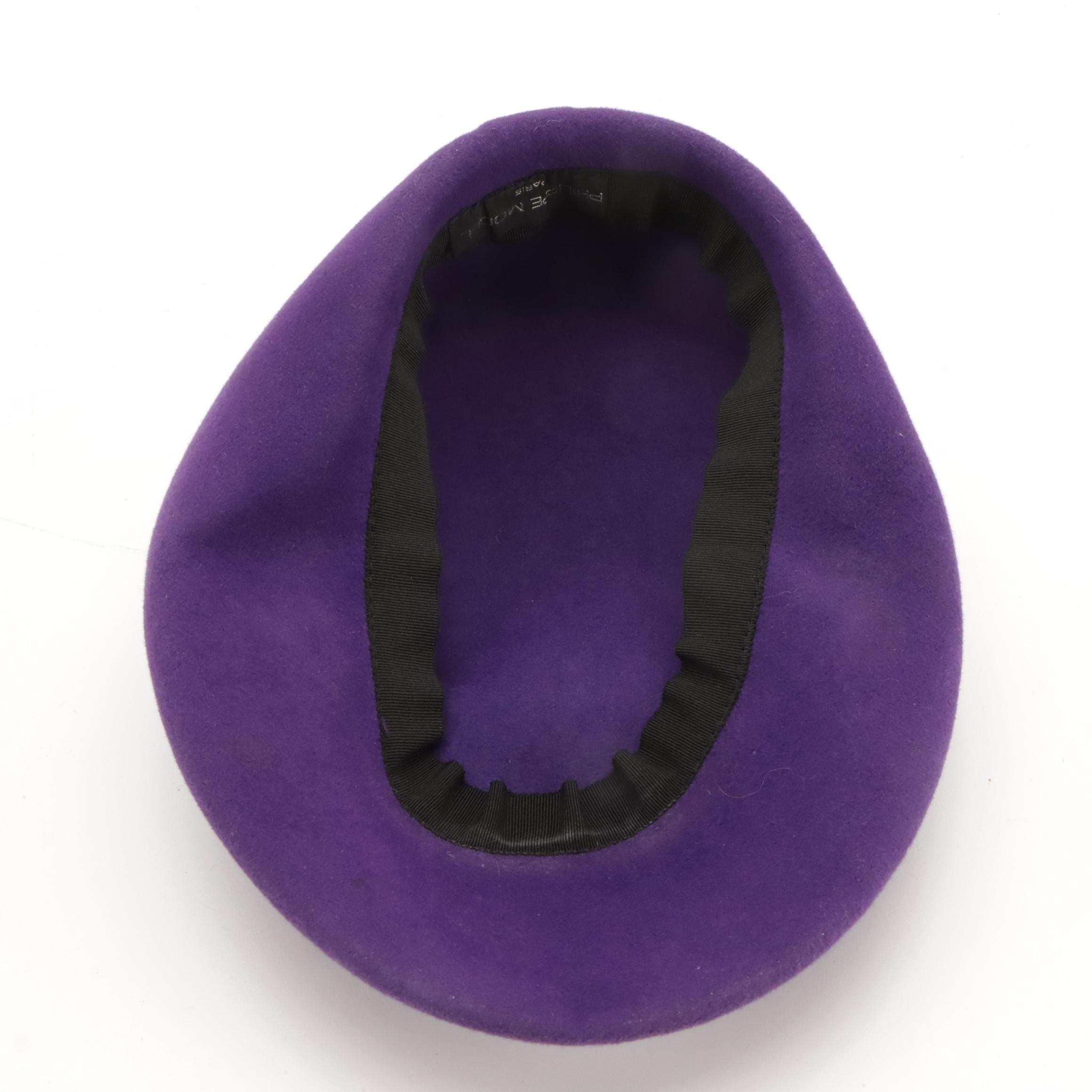 Nina Ricci Breton Hat and Philippe Model Oversized Ascot Caps in Fur Felt, Boxes