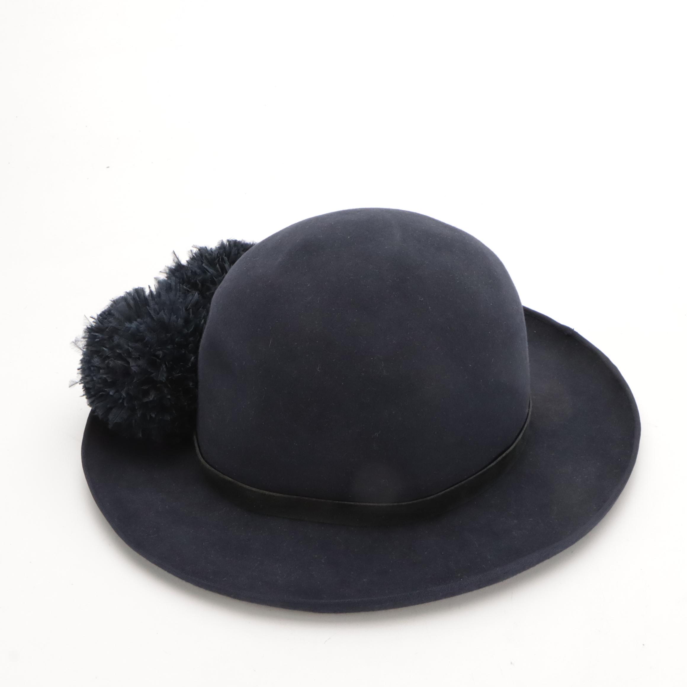 Nina Ricci Breton Hat and Philippe Model Oversized Ascot Caps in Fur Felt, Boxes