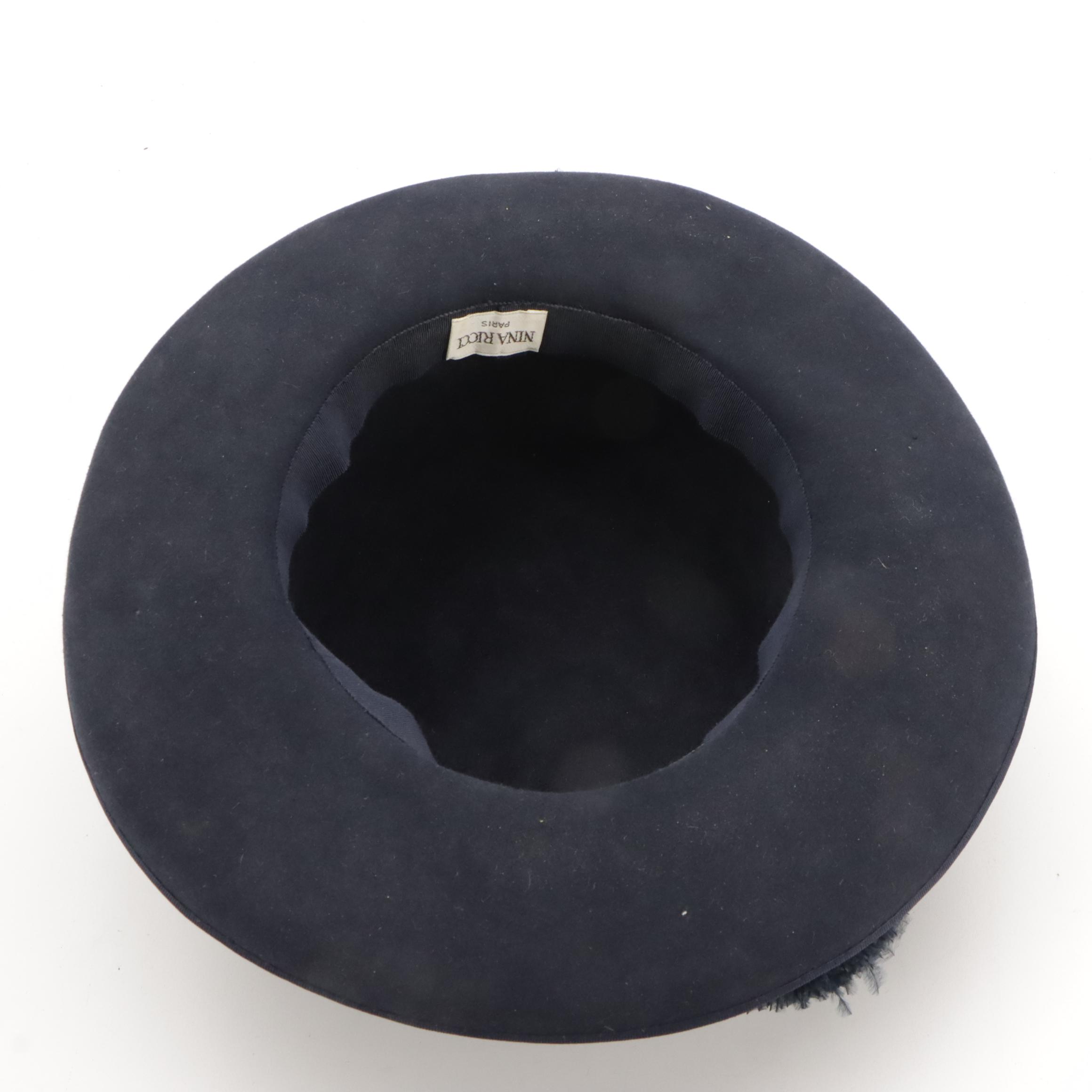 Nina Ricci Breton Hat and Philippe Model Oversized Ascot Caps in Fur Felt, Boxes