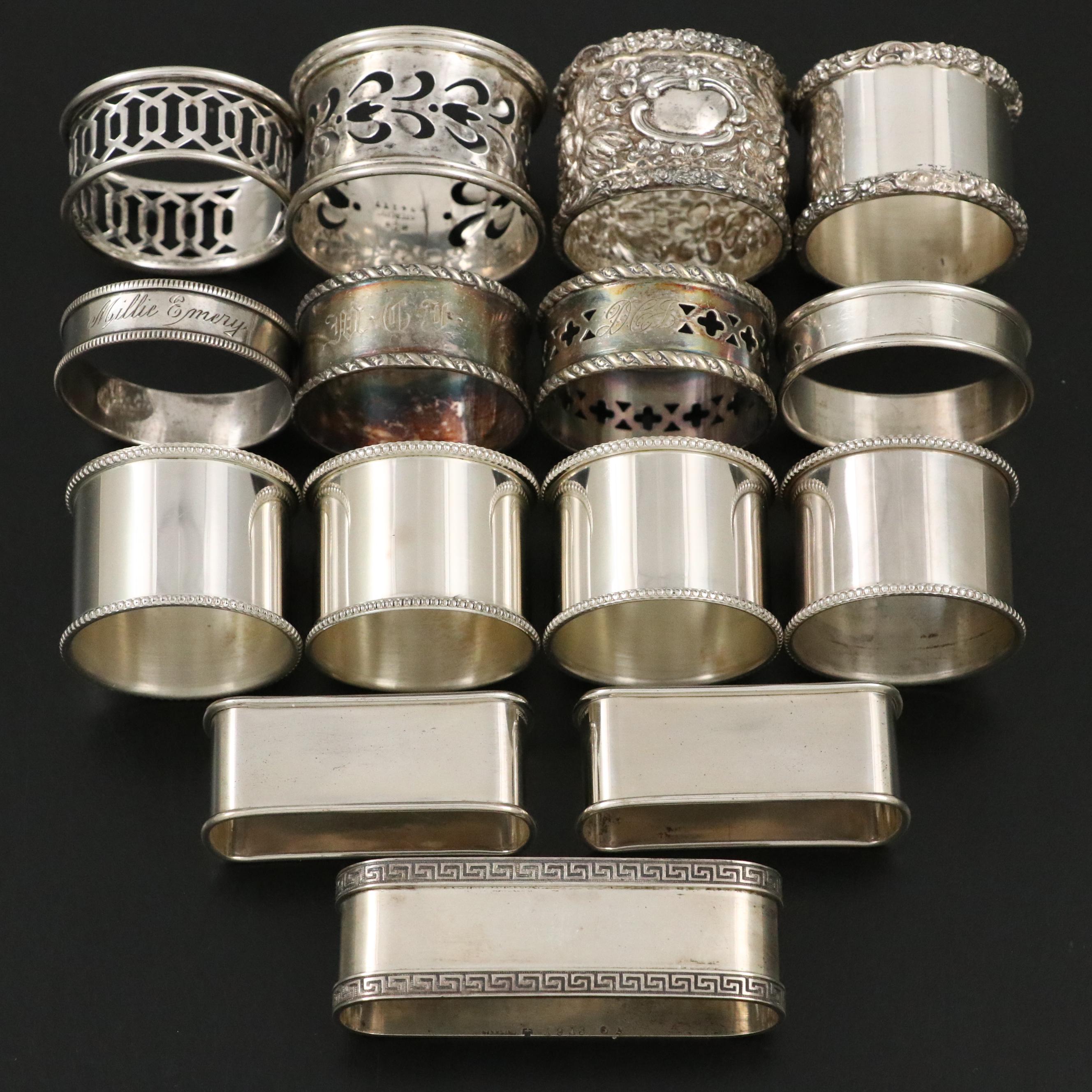 English Patterson & Sons Ltd. Sterling Napkin Ring with More Metal Napkin Rings