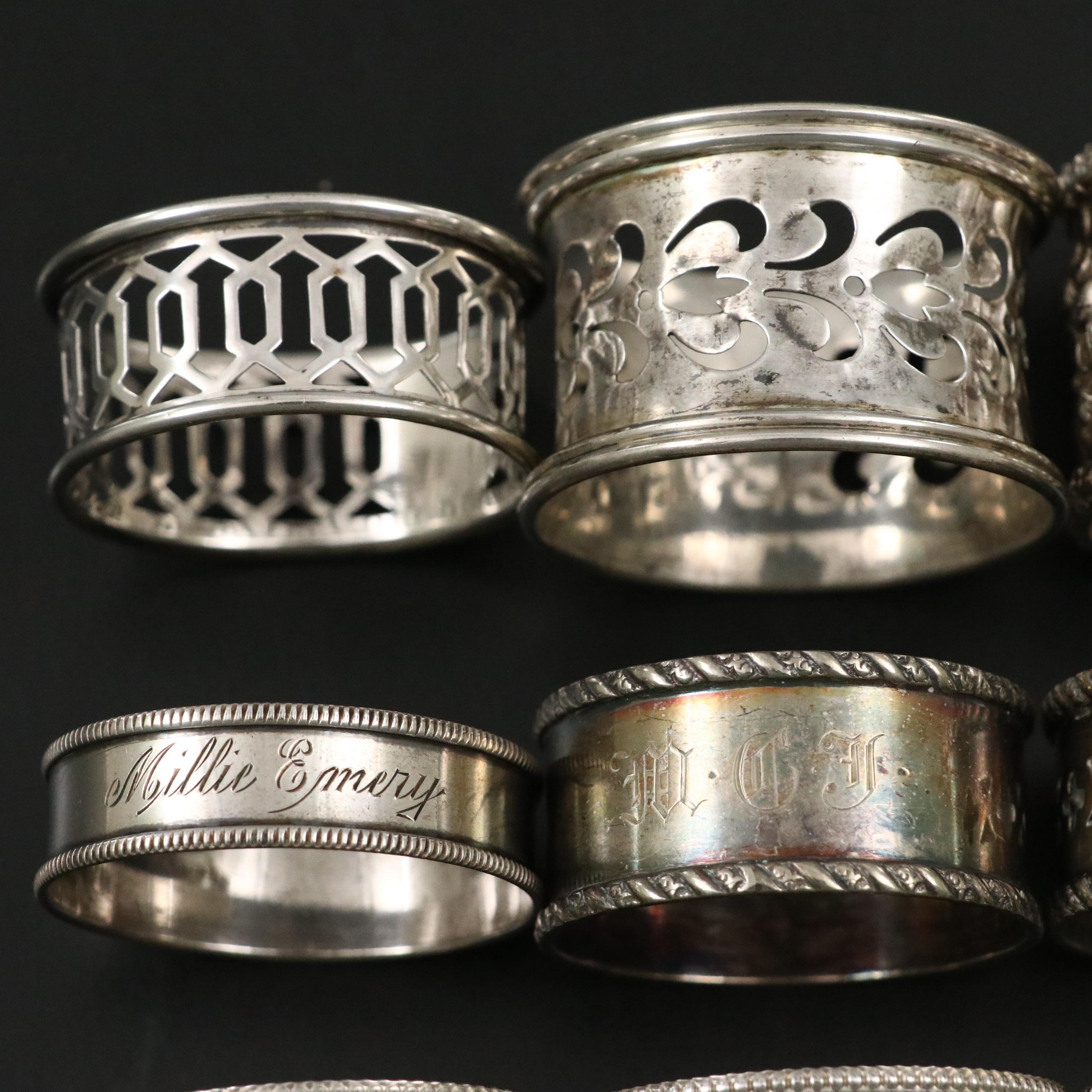 English Patterson & Sons Ltd. Sterling Napkin Ring with More Metal Napkin Rings