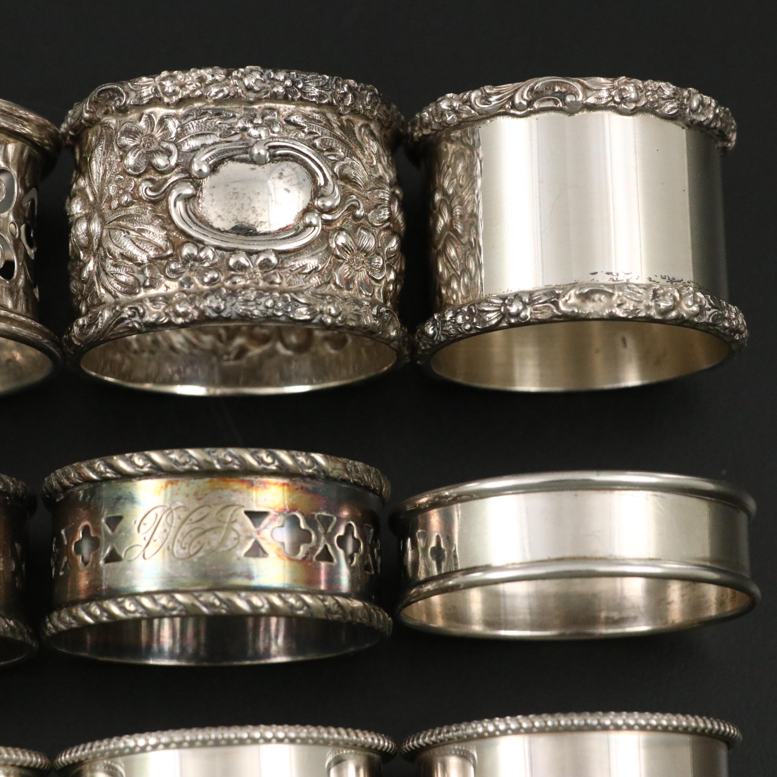 English Patterson & Sons Ltd. Sterling Napkin Ring with More Metal Napkin Rings