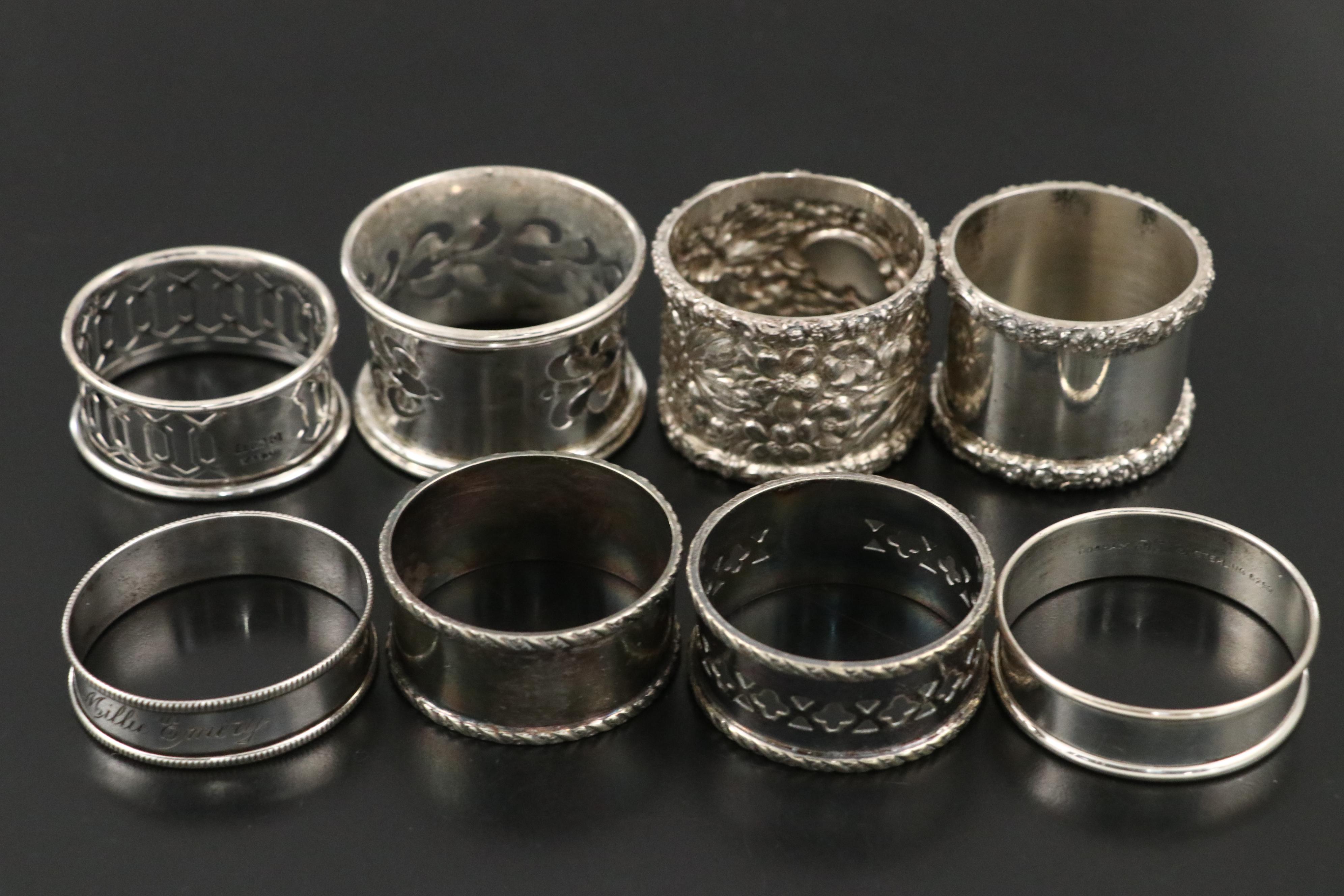 English Patterson & Sons Ltd. Sterling Napkin Ring with More Metal Napkin Rings