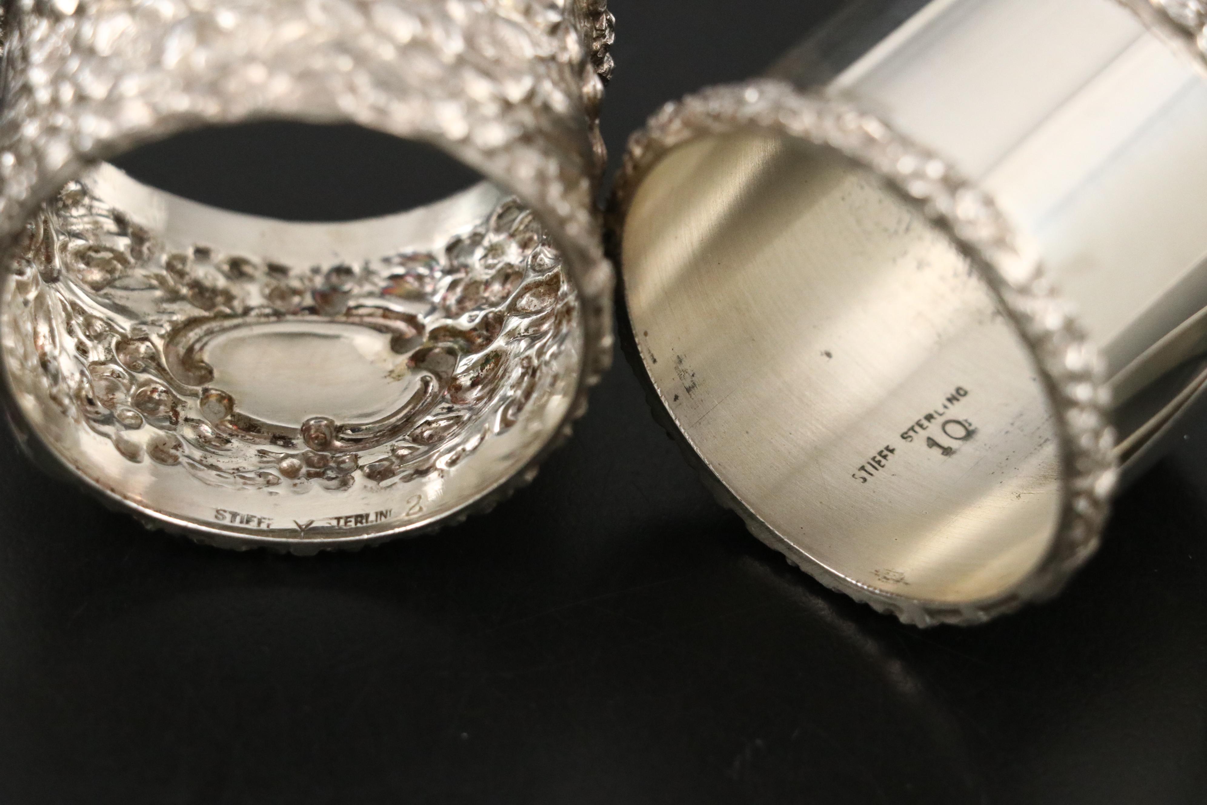 English Patterson & Sons Ltd. Sterling Napkin Ring with More Metal Napkin Rings