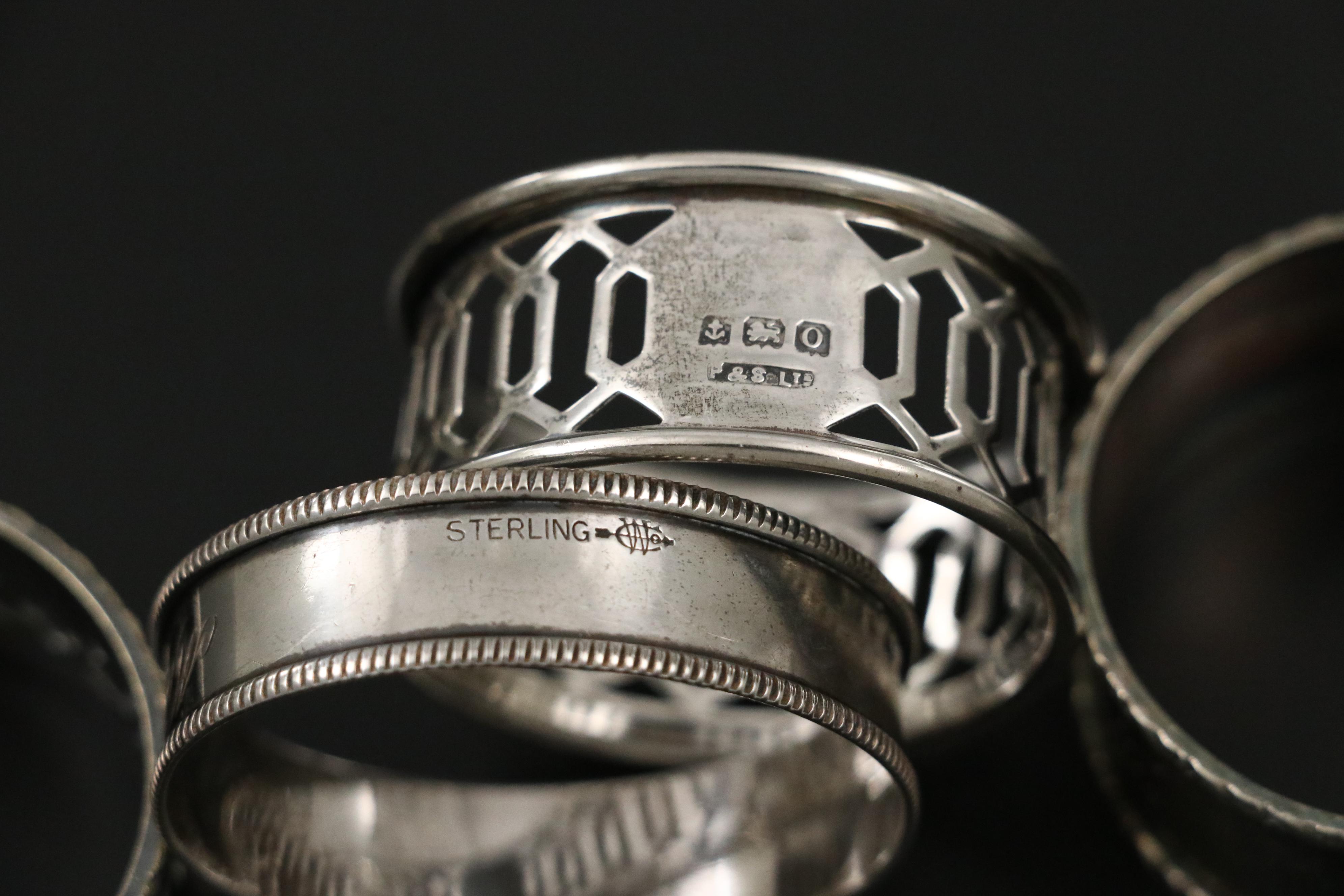 English Patterson & Sons Ltd. Sterling Napkin Ring with More Metal Napkin Rings