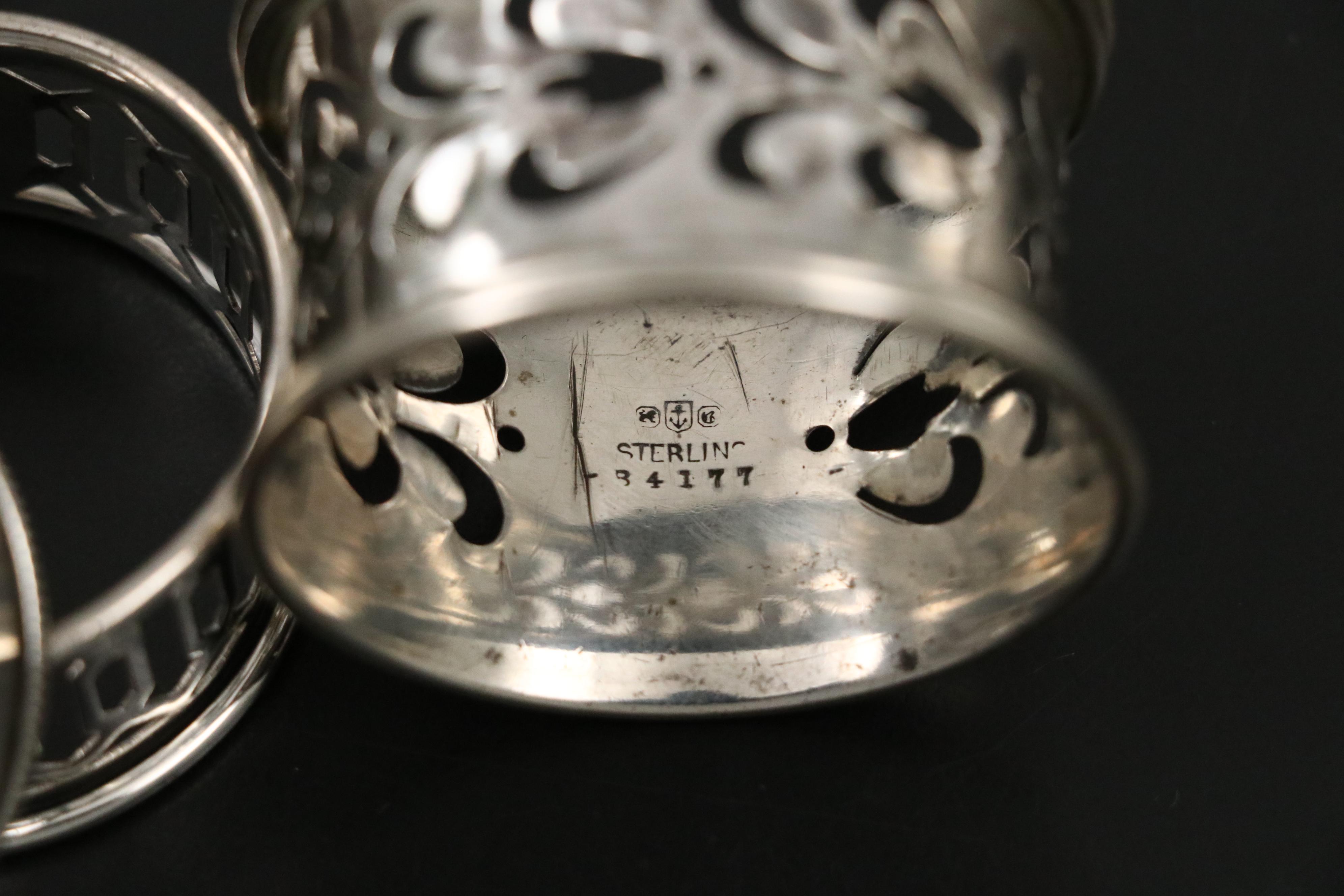 English Patterson & Sons Ltd. Sterling Napkin Ring with More Metal Napkin Rings