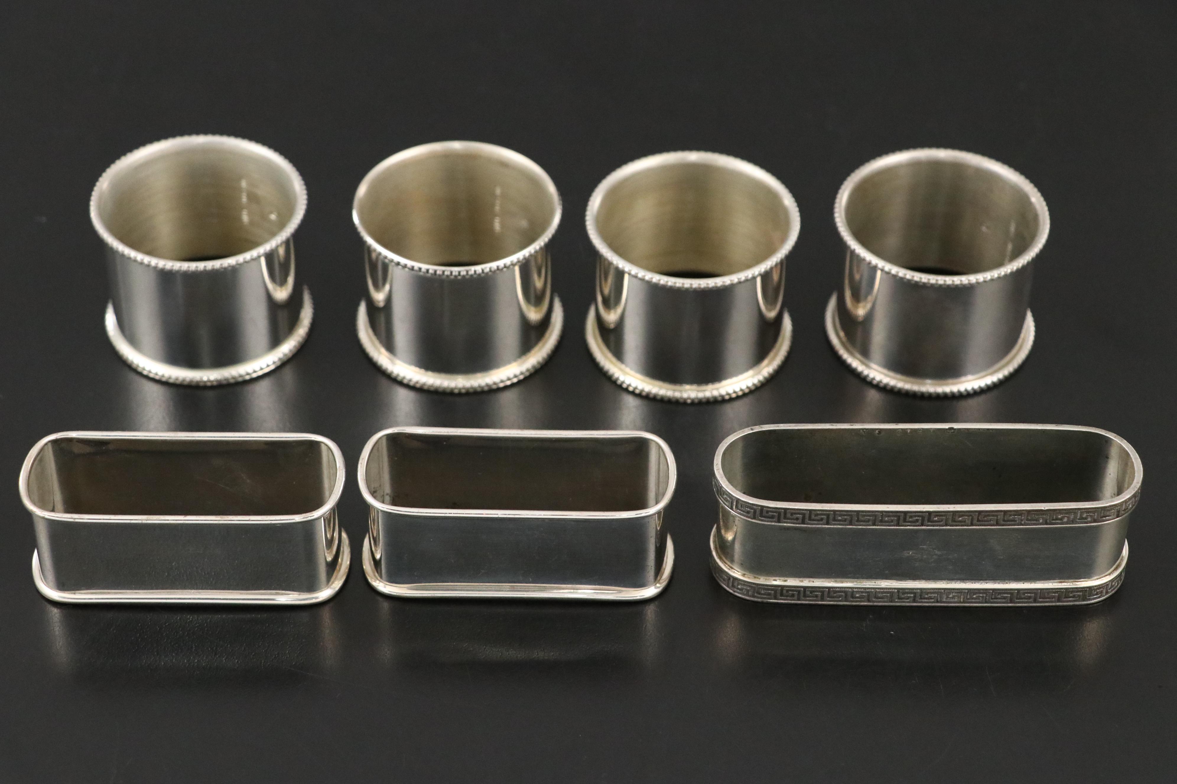 English Patterson & Sons Ltd. Sterling Napkin Ring with More Metal Napkin Rings
