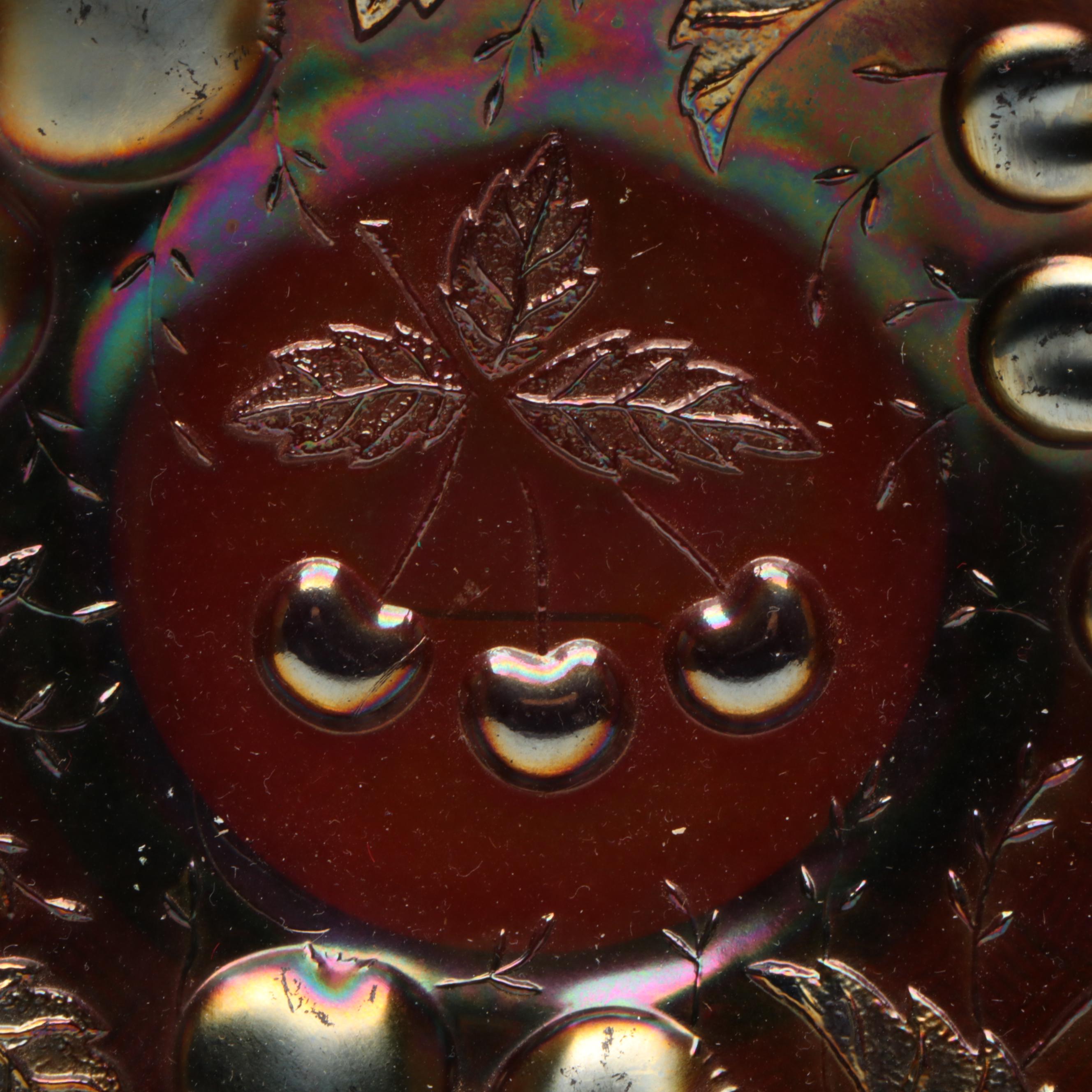 Fenton "Orange Tree Marigold" Three-Toed Bowl with More Carnival Glass Tableware