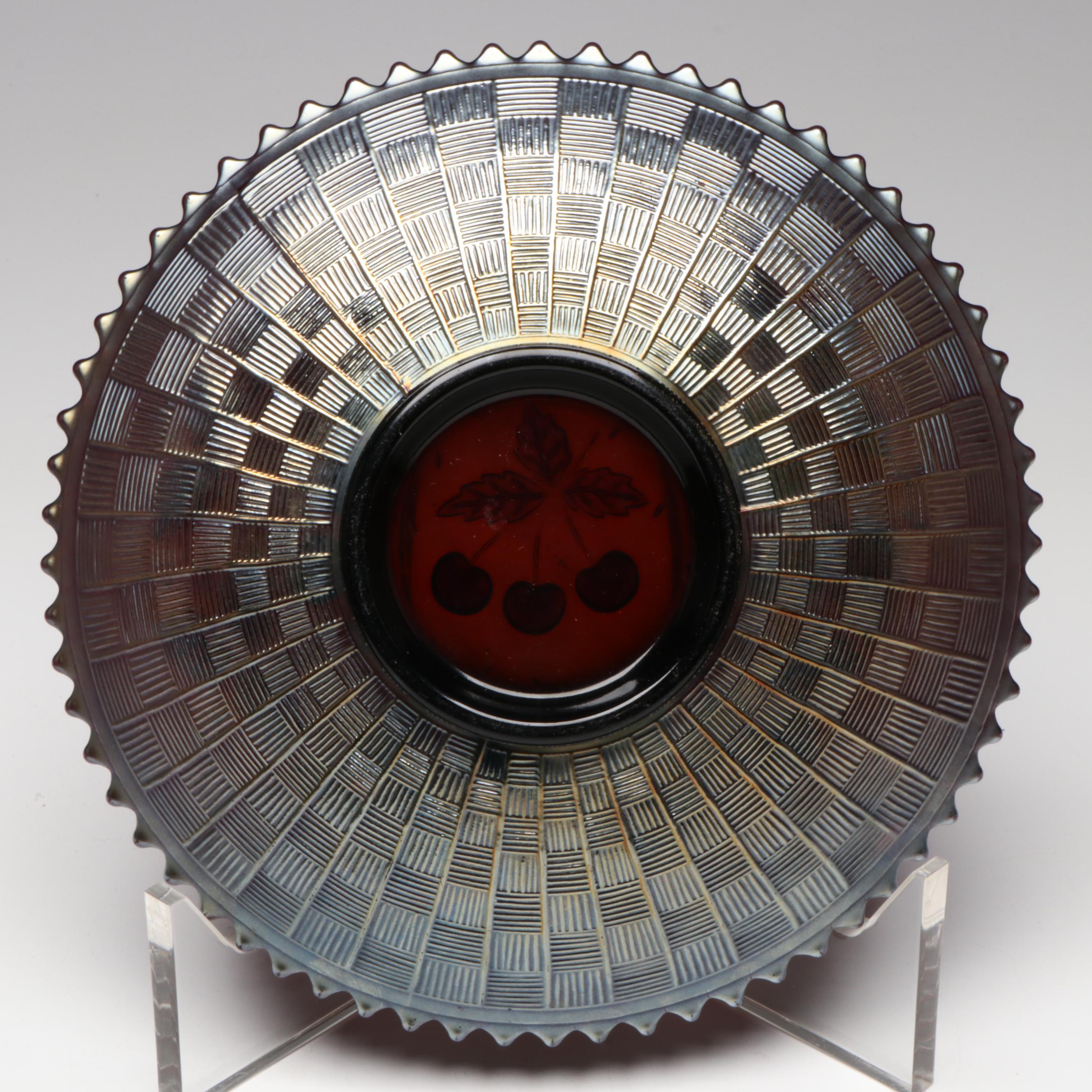 Fenton "Orange Tree Marigold" Three-Toed Bowl with More Carnival Glass Tableware