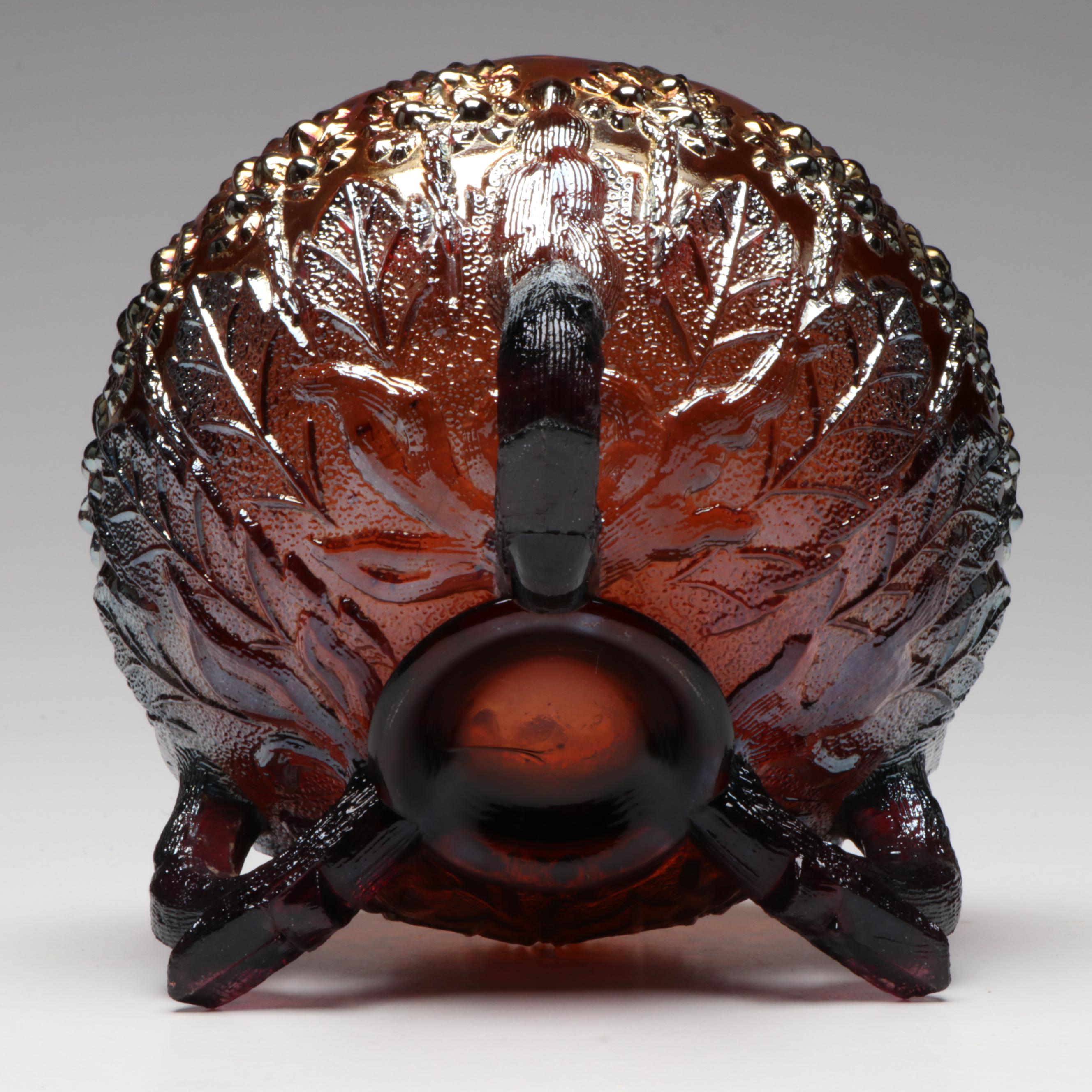 Fenton "Orange Tree Marigold" Three-Toed Bowl with More Carnival Glass Tableware