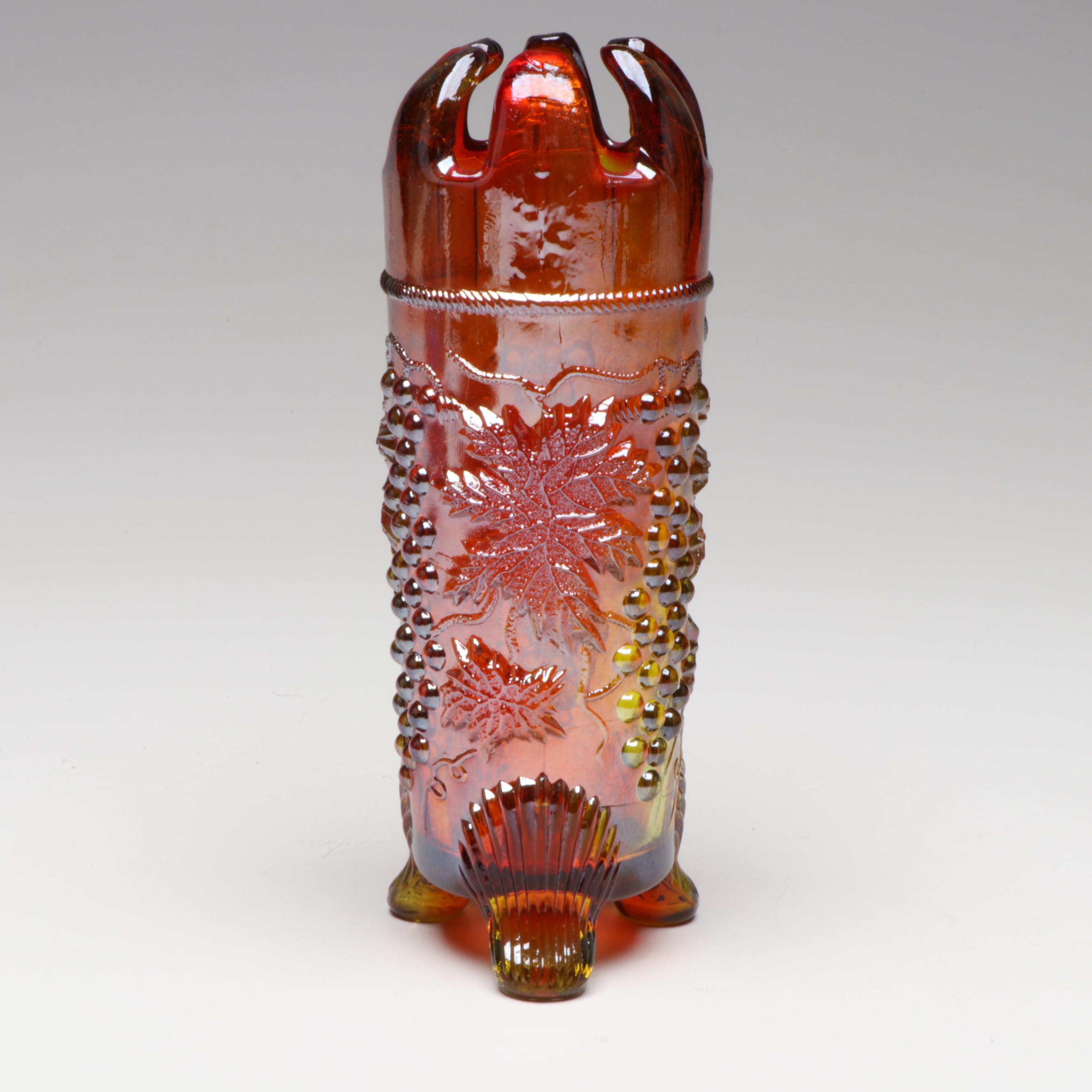 Fenton "Orange Tree Marigold" Three-Toed Bowl with More Carnival Glass Tableware