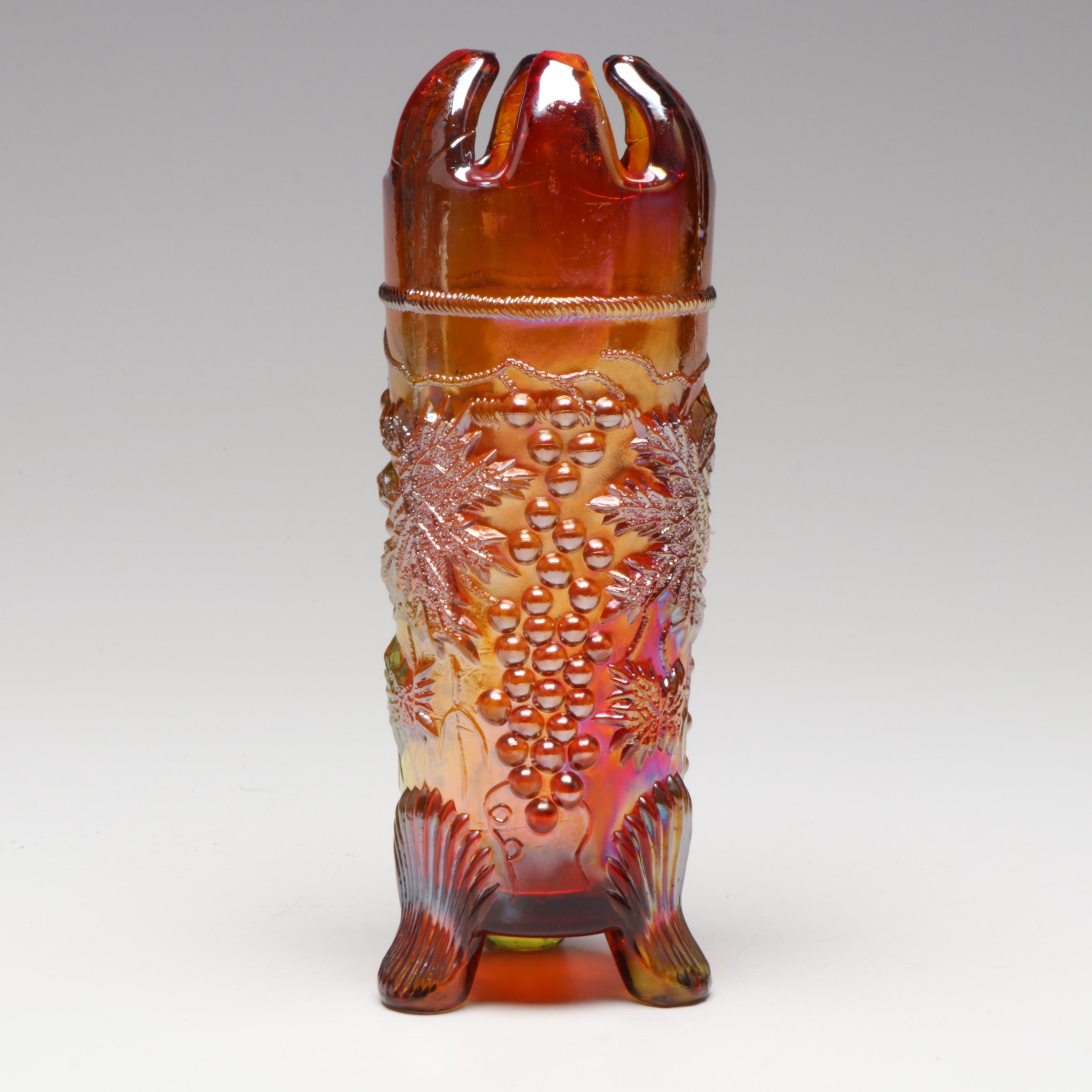 Fenton "Orange Tree Marigold" Three-Toed Bowl with More Carnival Glass Tableware