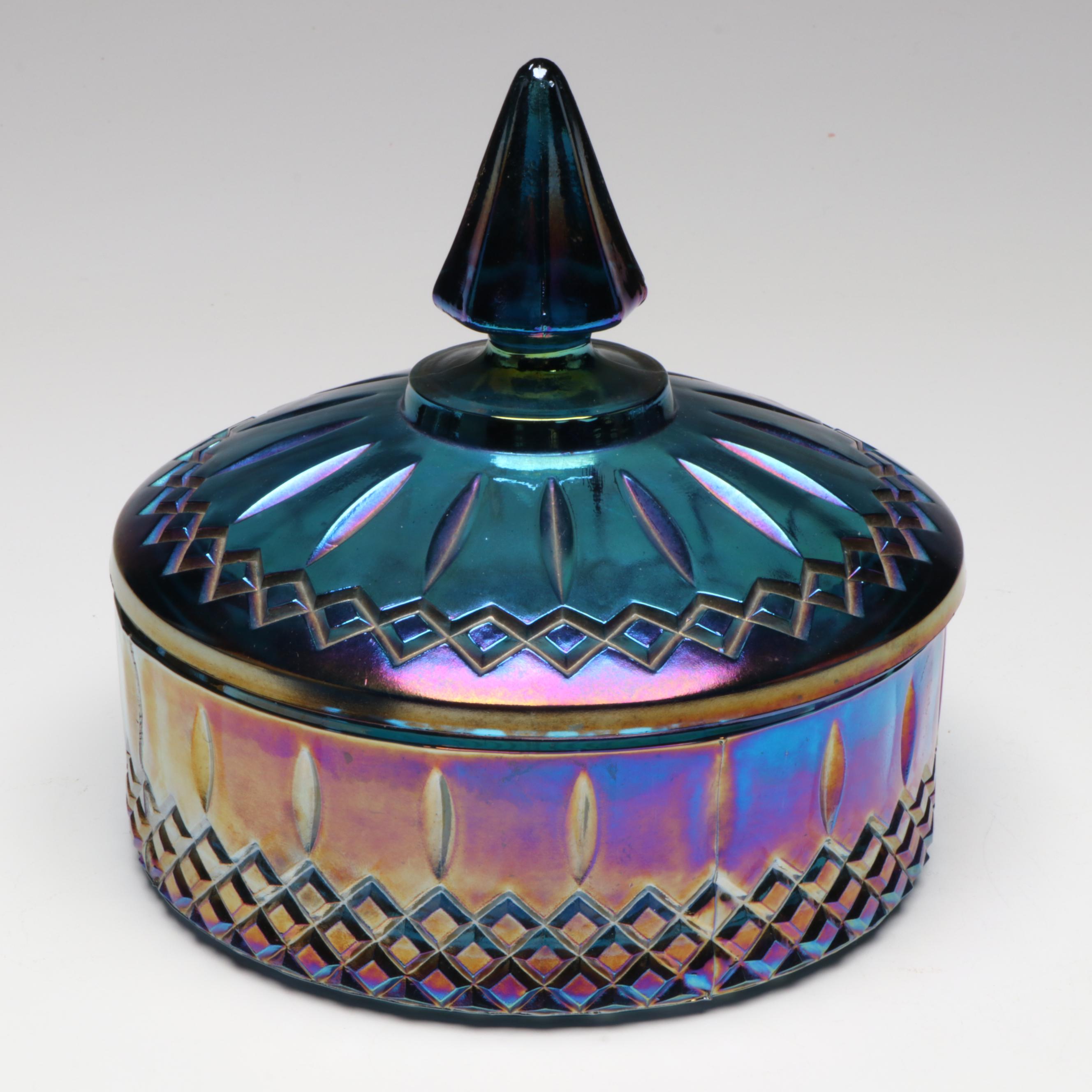 Fenton "Orange Tree Marigold" Three-Toed Bowl with More Carnival Glass Tableware