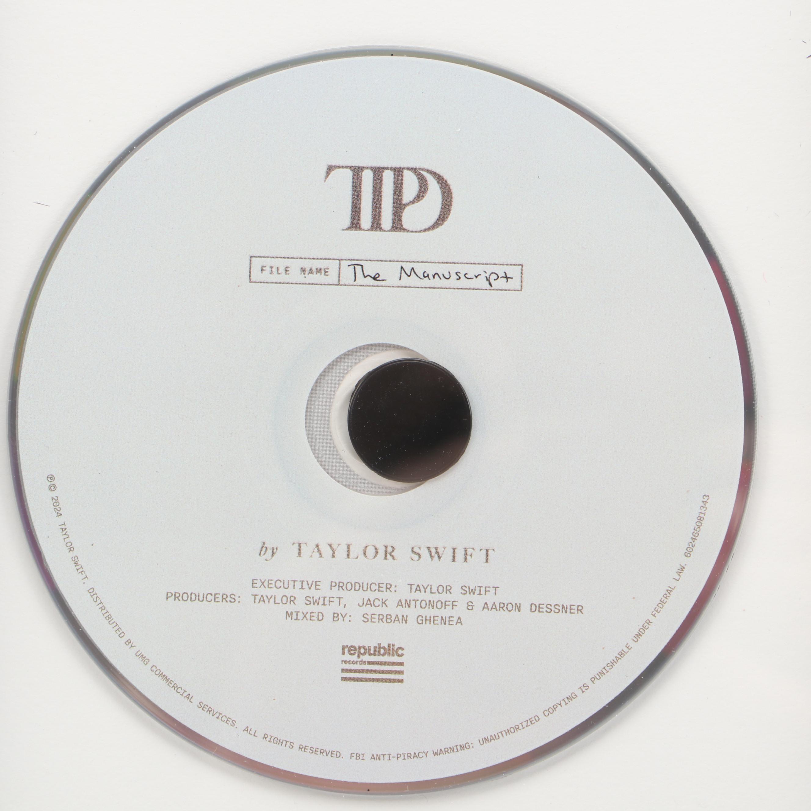 Taylor Swift Signed "The Tortured Poets Department" CD Card in Frame, JSA