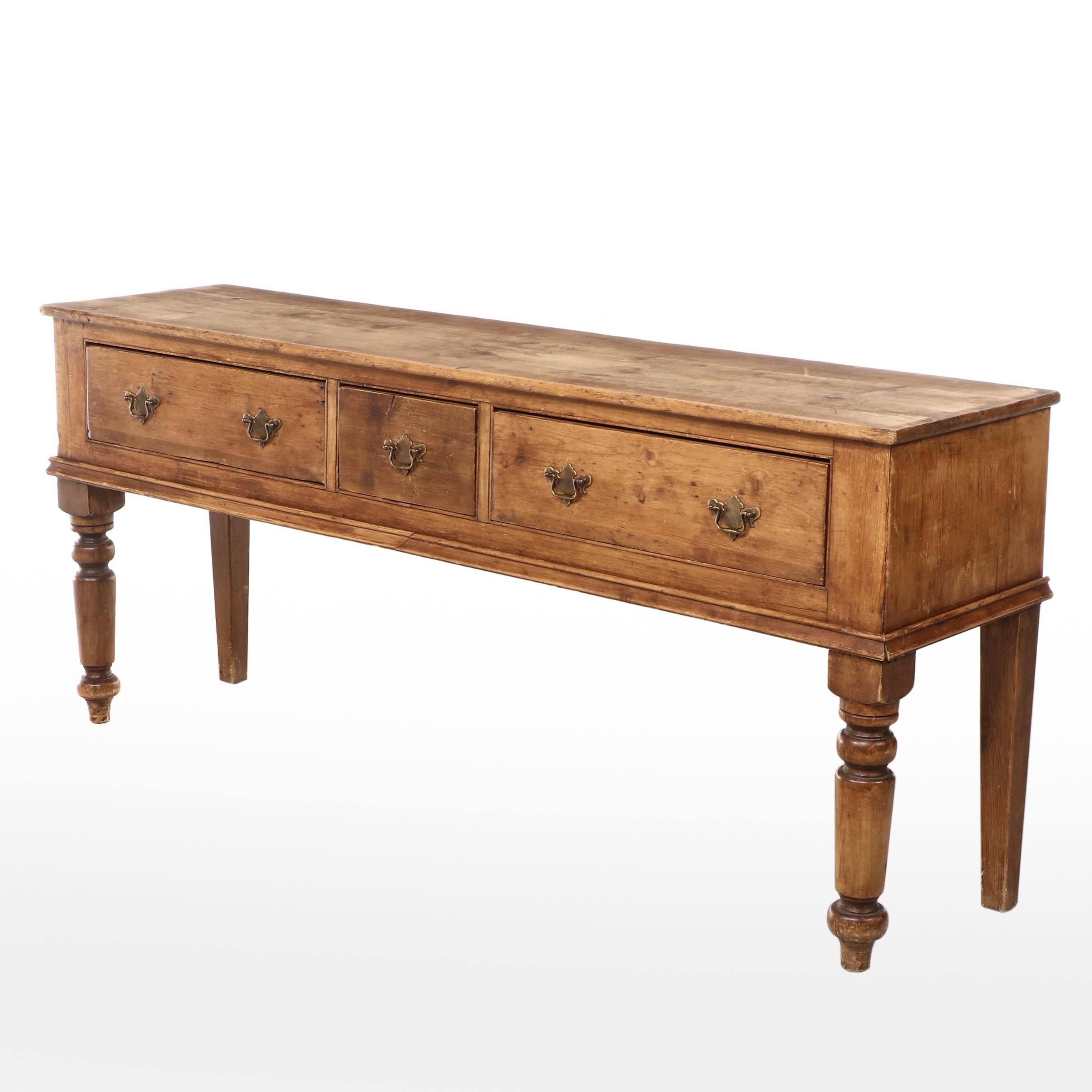 Victorian Style Pine Three-Drawer Sideboard