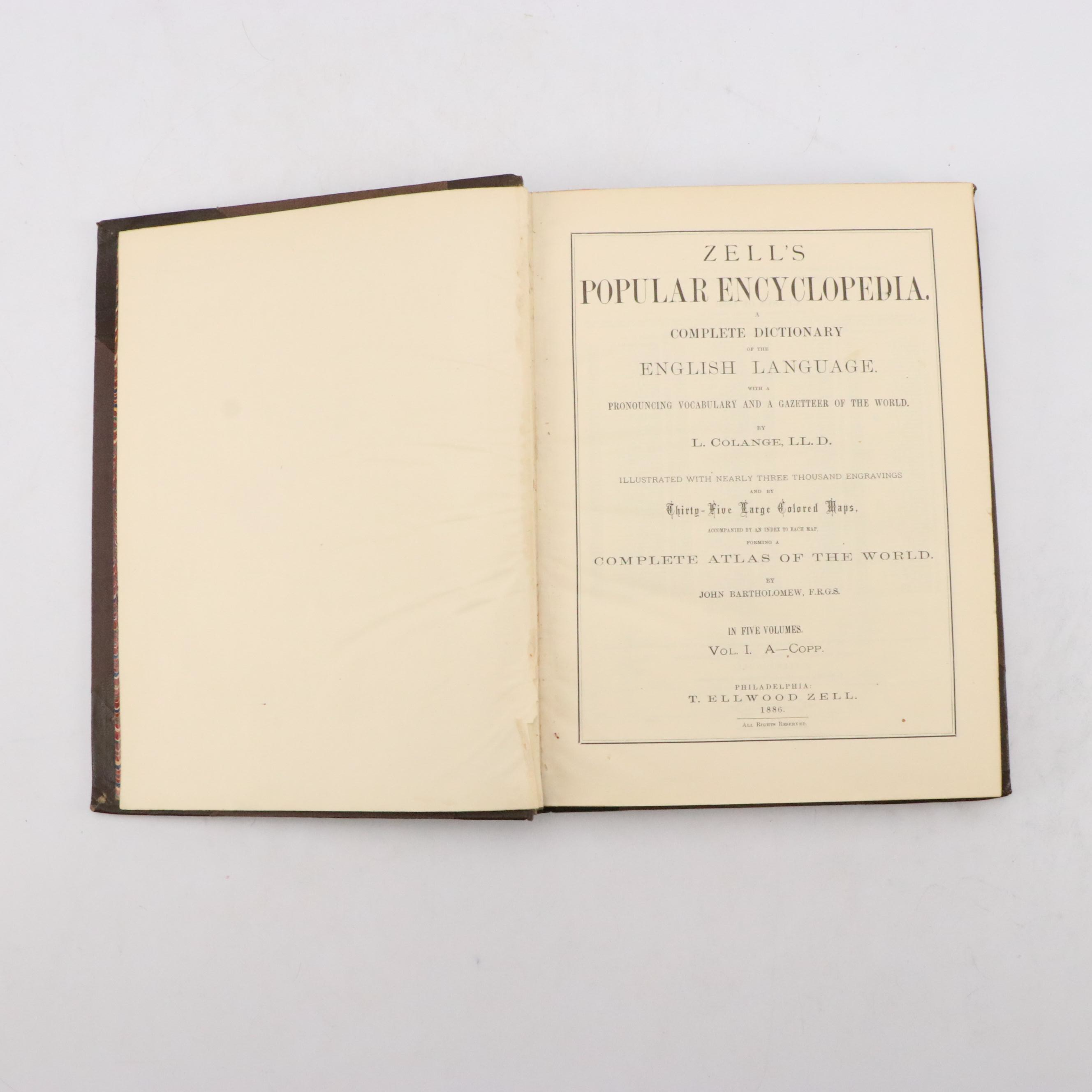 "Zell's Encyclopedia and Atlas" Near-Complete Set by Leo de Colange, 1886