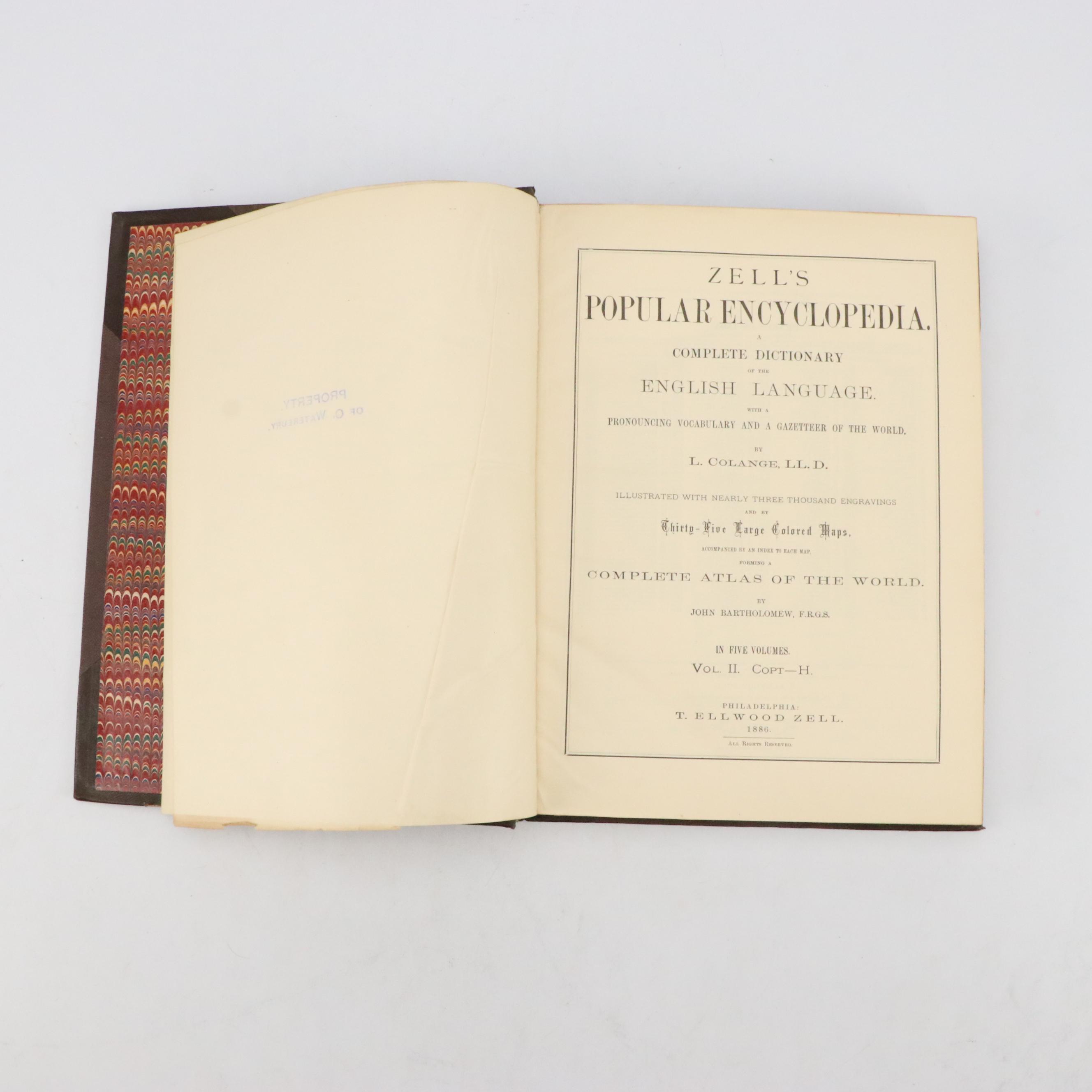 "Zell's Encyclopedia and Atlas" Near-Complete Set by Leo de Colange, 1886