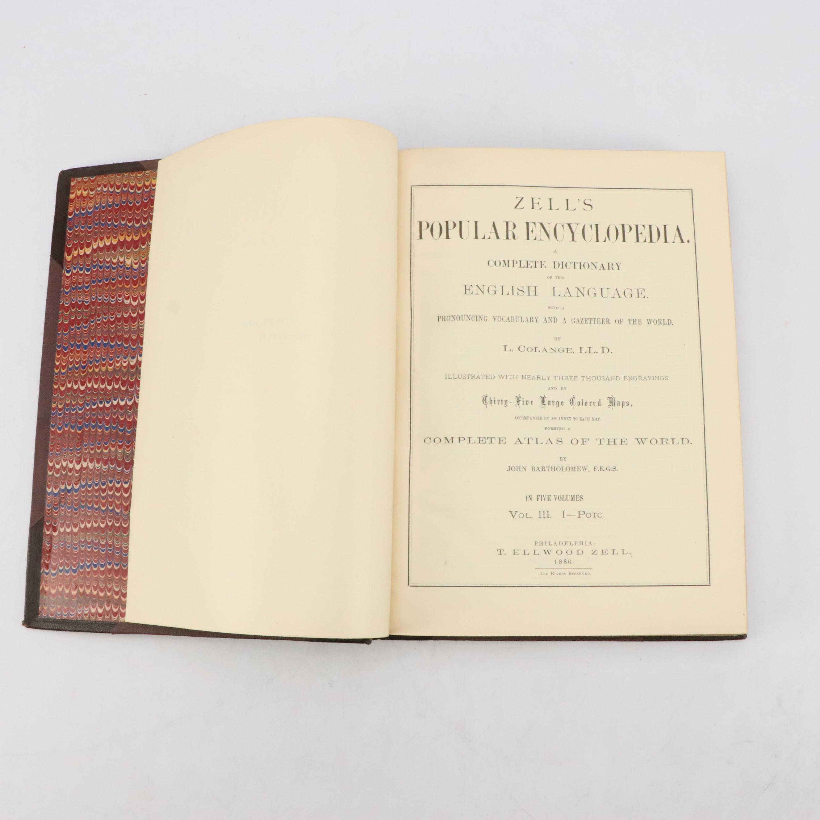 "Zell's Encyclopedia and Atlas" Near-Complete Set by Leo de Colange, 1886