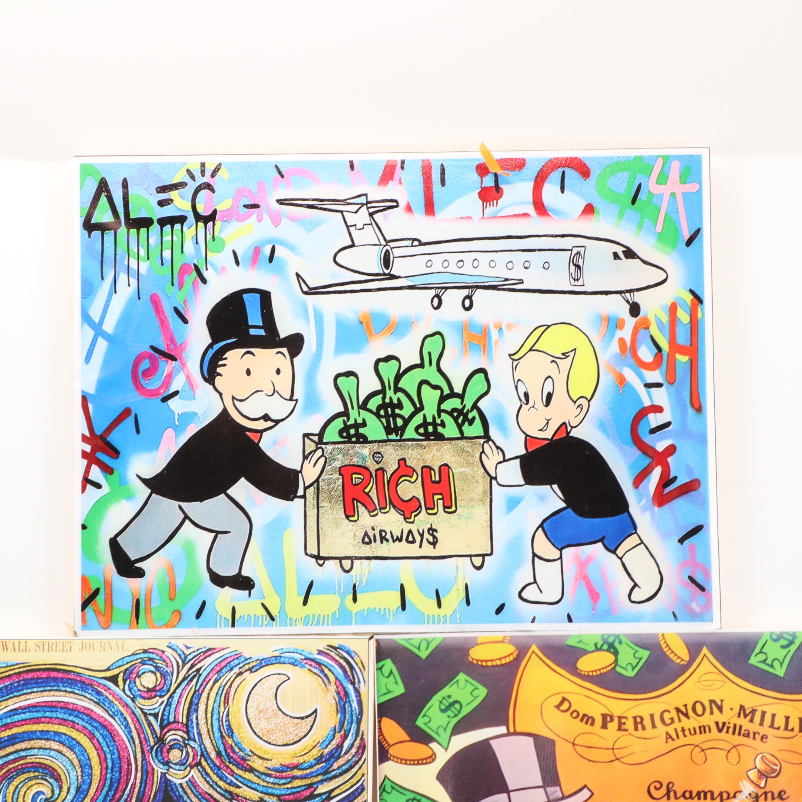 Pop Art Mr. Monopoly Giclées After Alec Monopoly and Mike Mozart