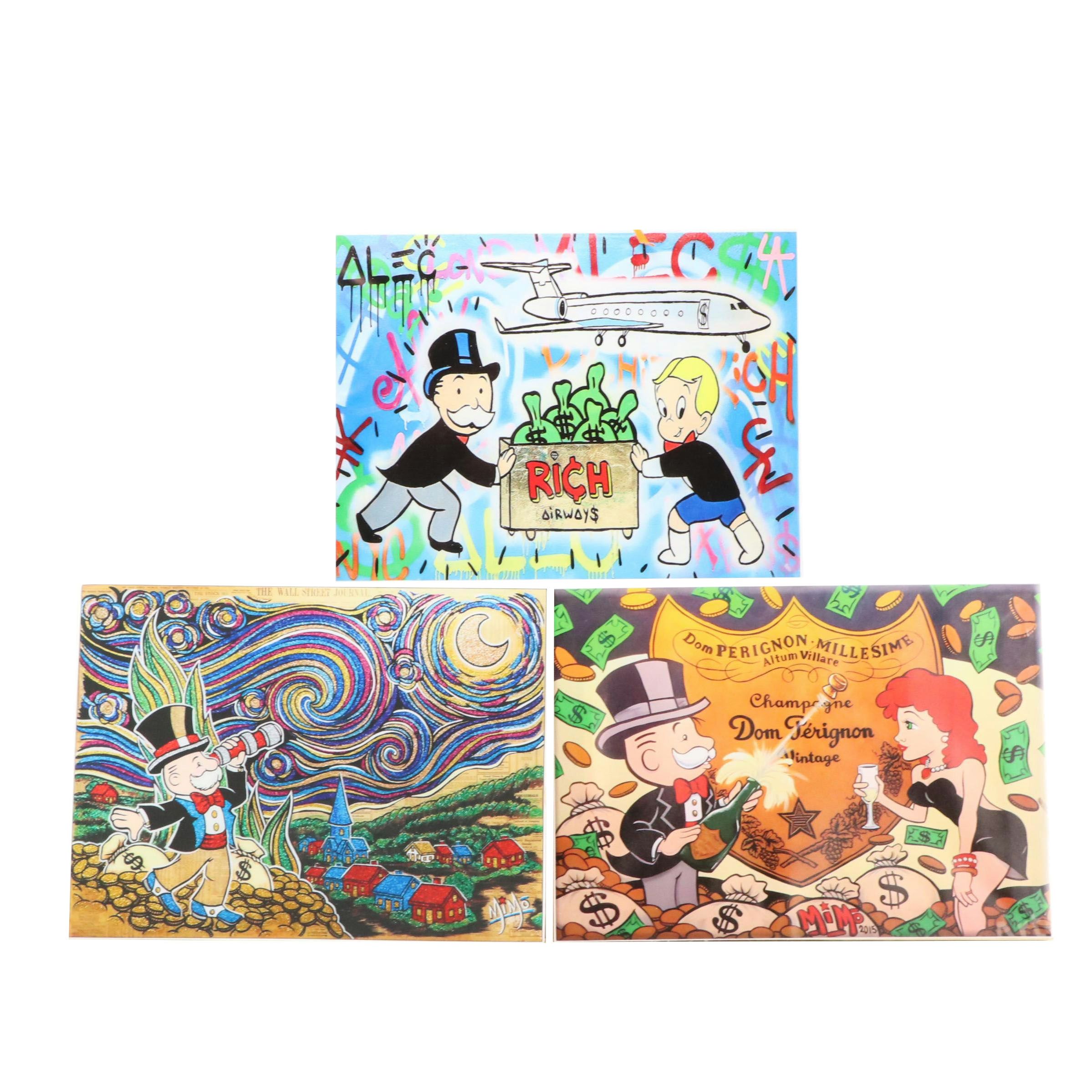 Pop Art Mr. Monopoly Giclées After Alec Monopoly and Mike Mozart