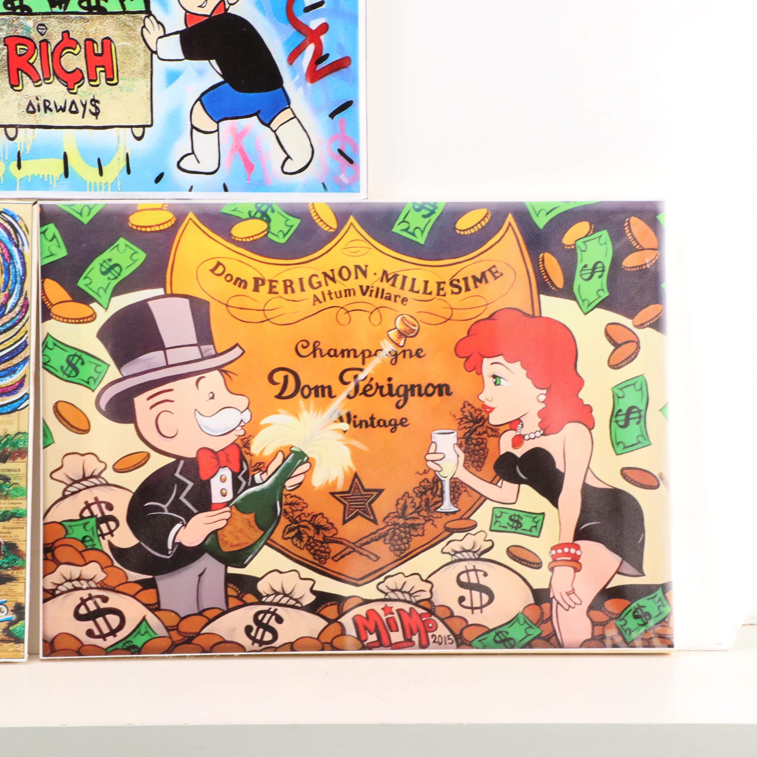 Pop Art Mr. Monopoly Giclées After Alec Monopoly and Mike Mozart