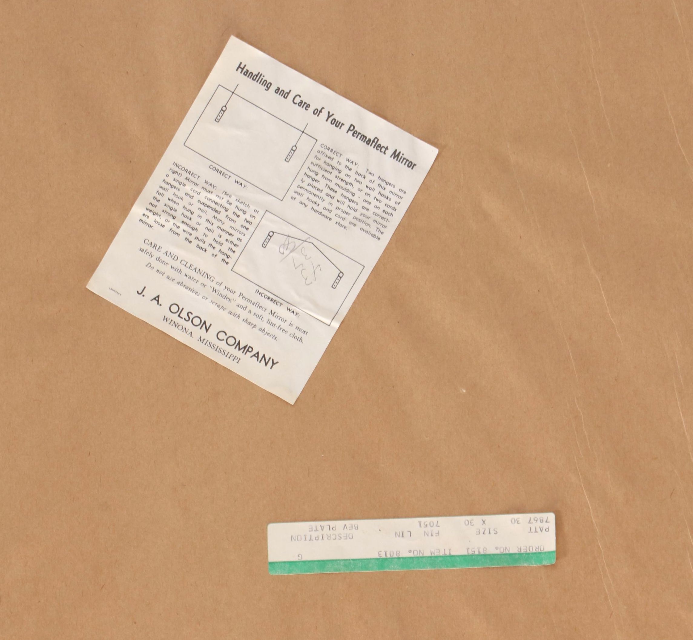 J.A. Olson Company Neoclassical Style Gilt Composite Mirror