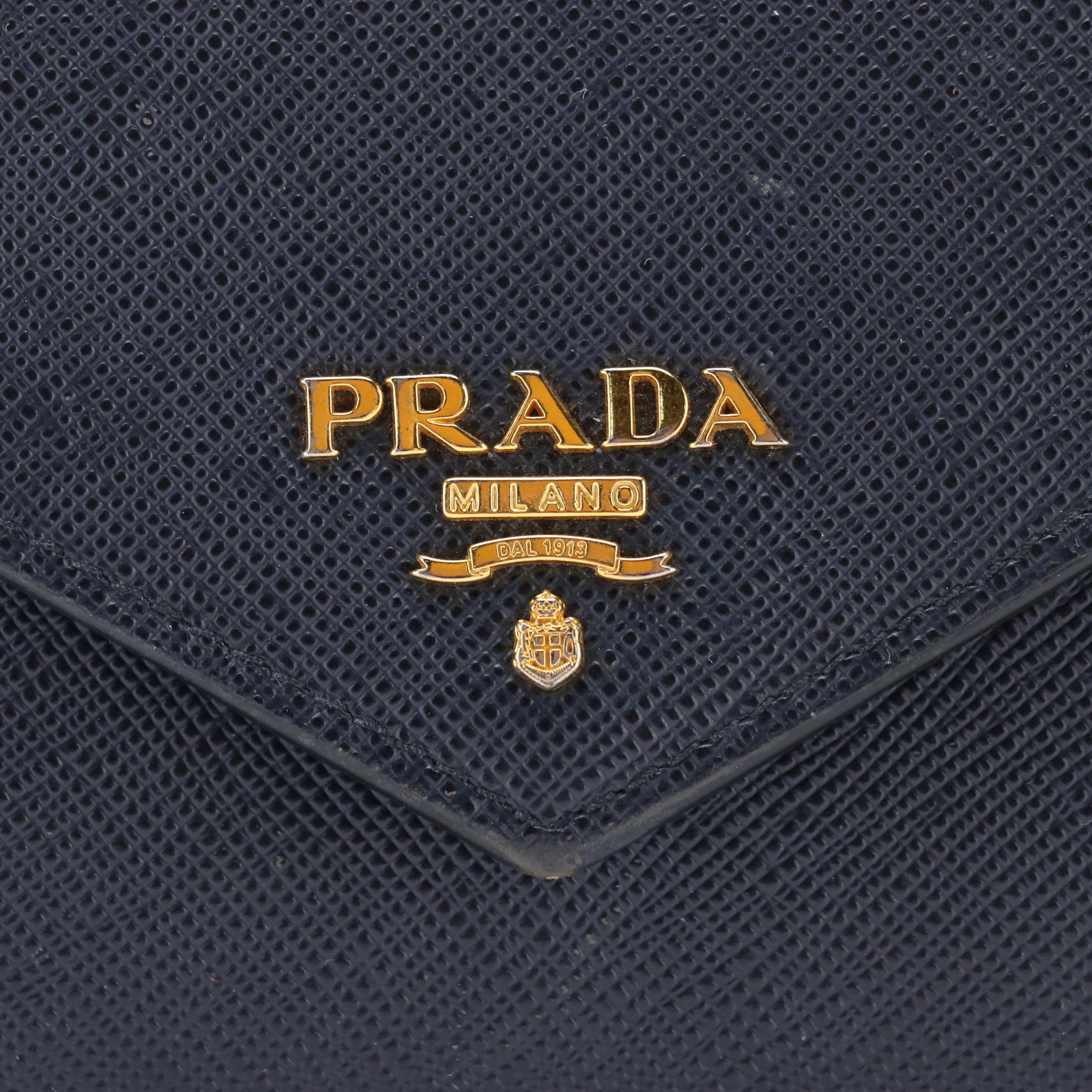 Prada Continental Wallet 1MH037 in Baltico/Blue Saffiano Leather with Box