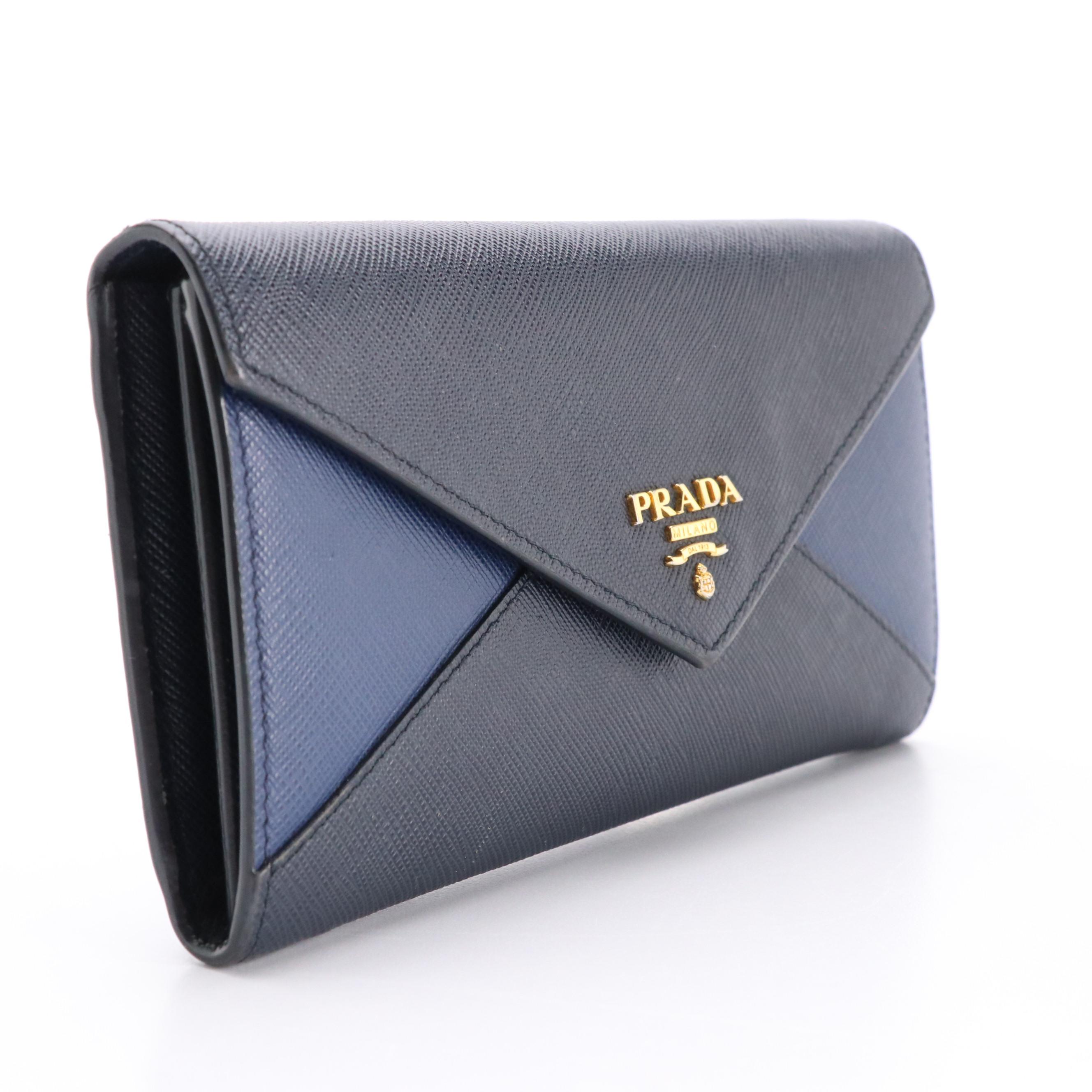Prada Continental Wallet 1MH037 in Baltico/Blue Saffiano Leather with Box