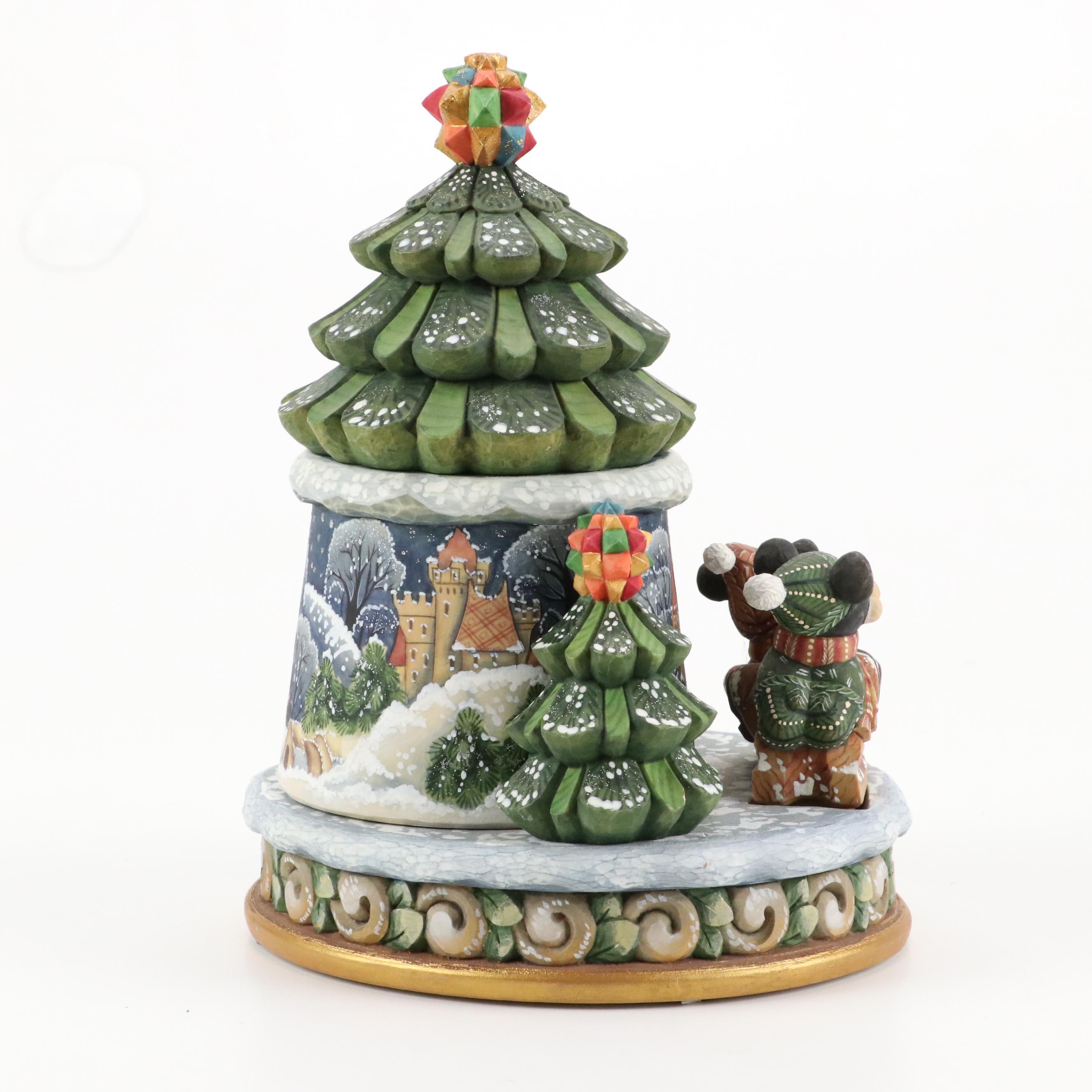 G. DeBrekht "Mickey and Minnie's Winter Wonderland" Rotating Music Box, 2004