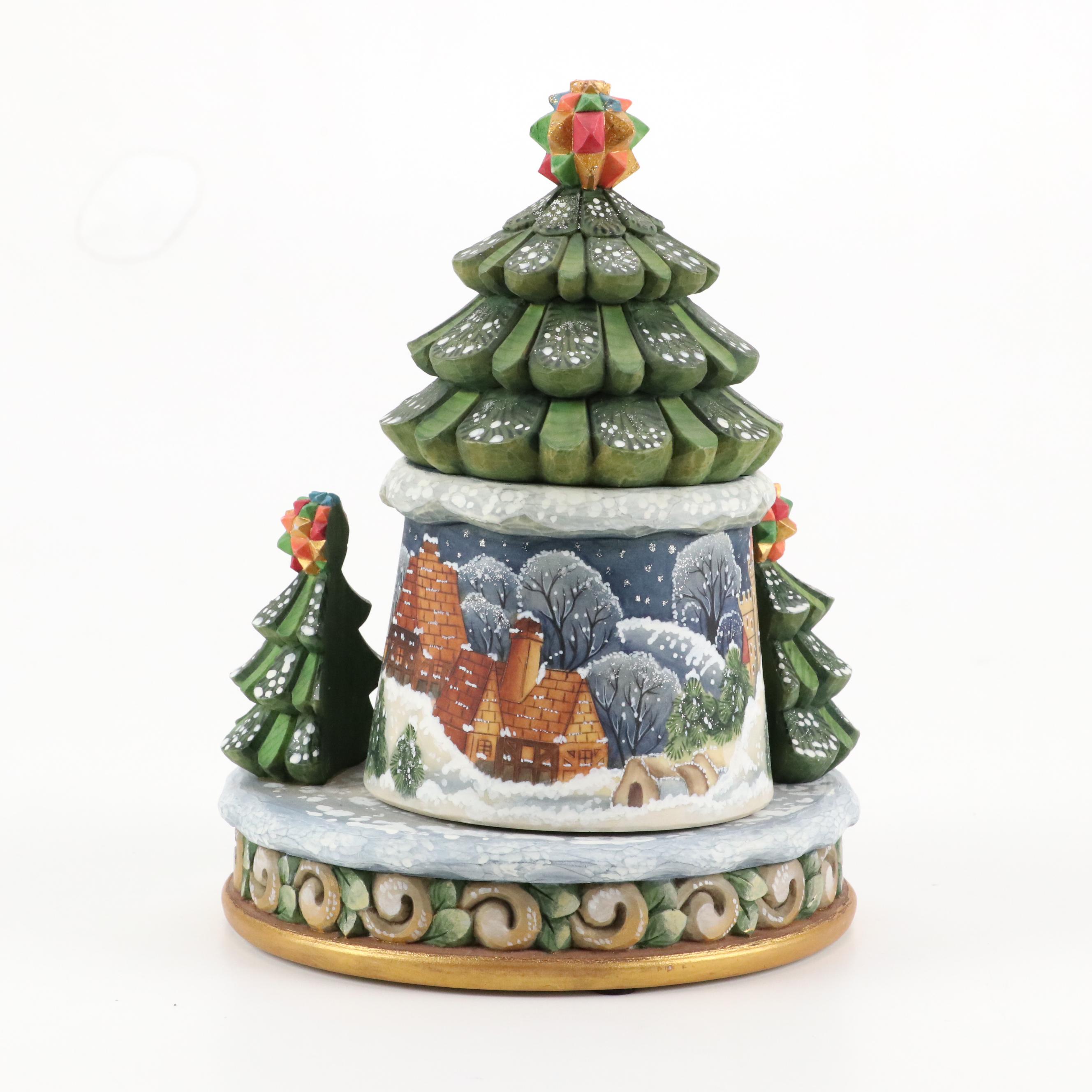 G. DeBrekht "Mickey and Minnie's Winter Wonderland" Rotating Music Box, 2004