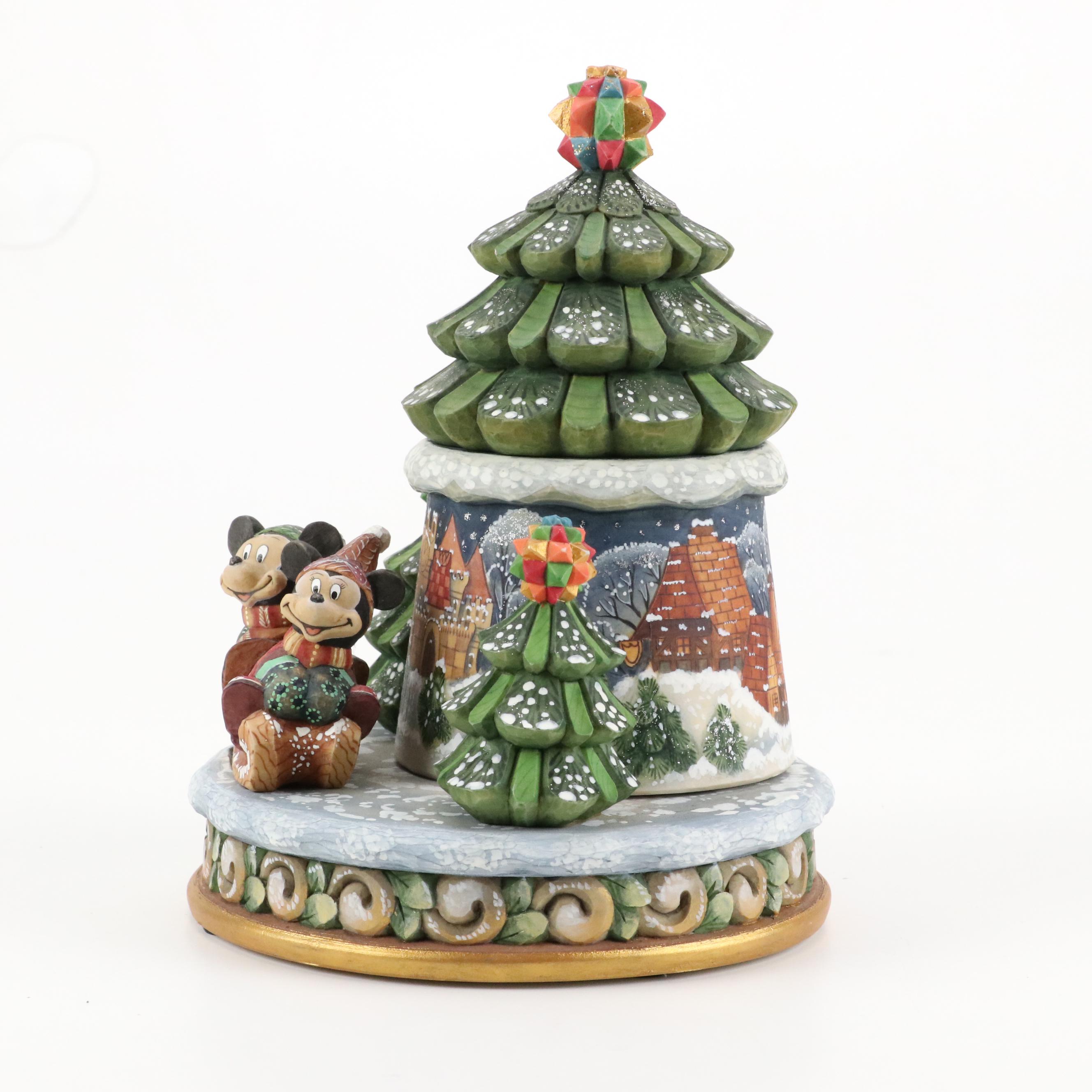 G. DeBrekht "Mickey and Minnie's Winter Wonderland" Rotating Music Box, 2004