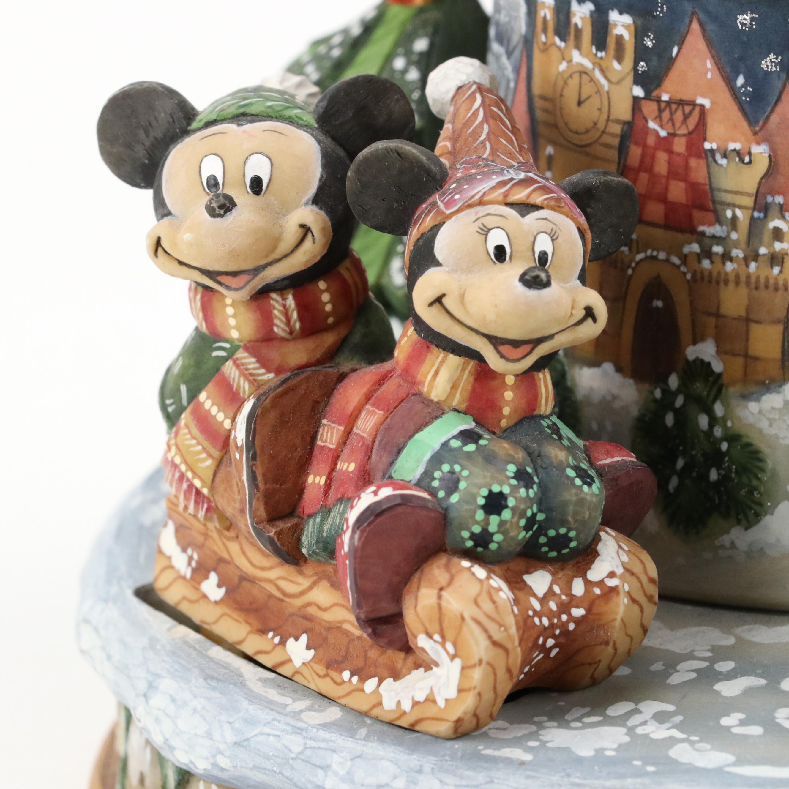 G. DeBrekht "Mickey and Minnie's Winter Wonderland" Rotating Music Box, 2004