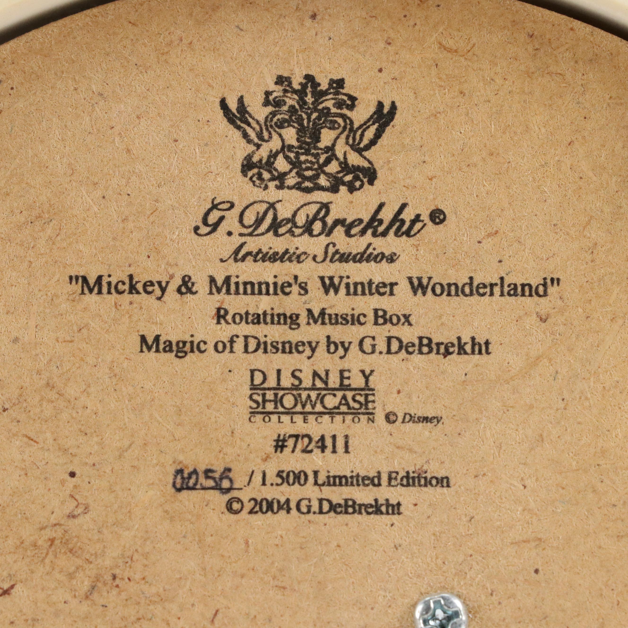 G. DeBrekht "Mickey and Minnie's Winter Wonderland" Rotating Music Box, 2004