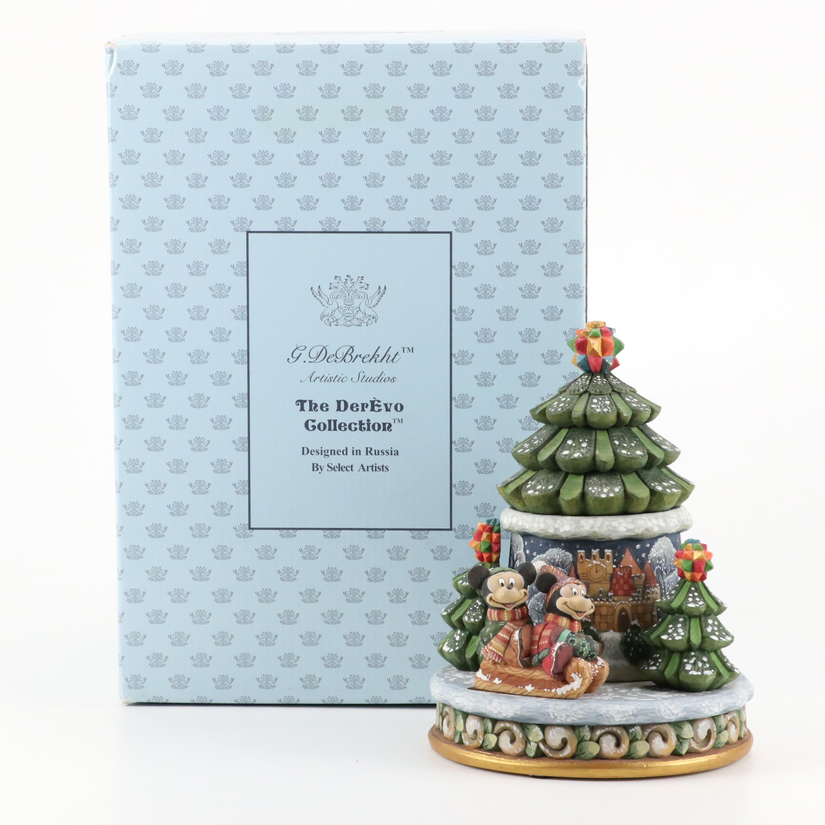 G. DeBrekht "Mickey and Minnie's Winter Wonderland" Rotating Music Box, 2004