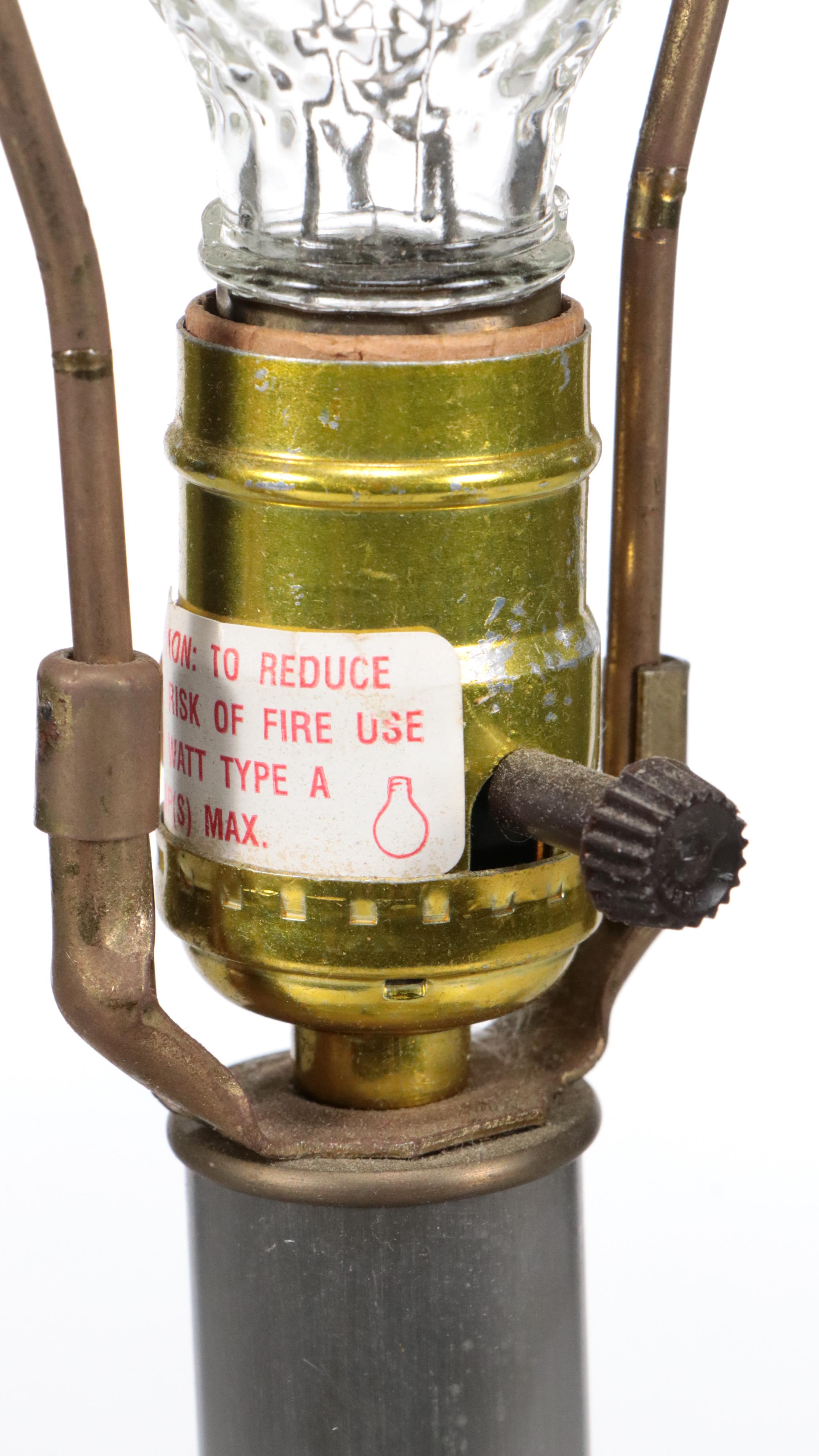 Colonial Style Tin Candle Mold Lamp with Pierced Tin Shade, Vintage