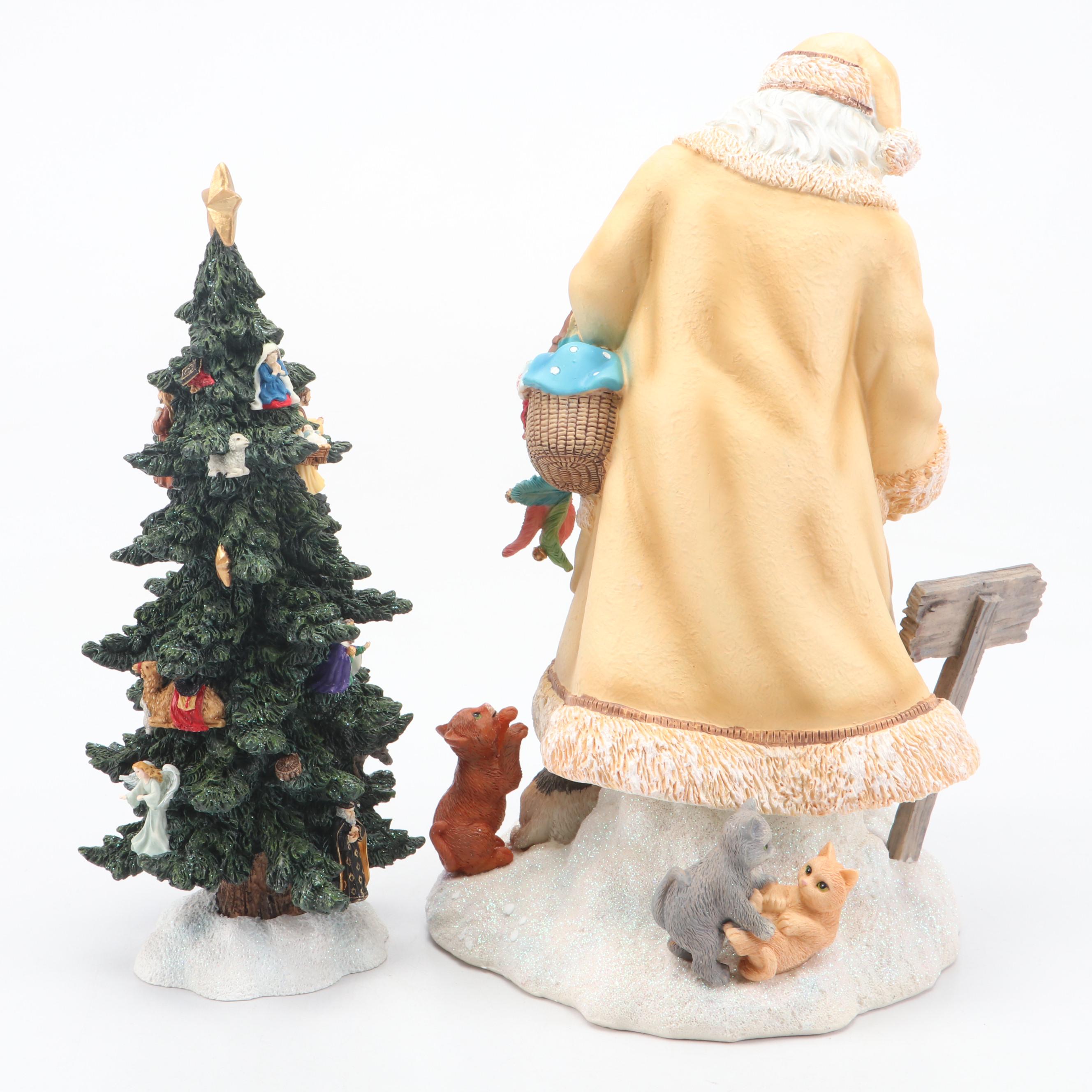 Pipka Santas Resin Limited Edition "Rescue Santa" and "Nativity Tree"