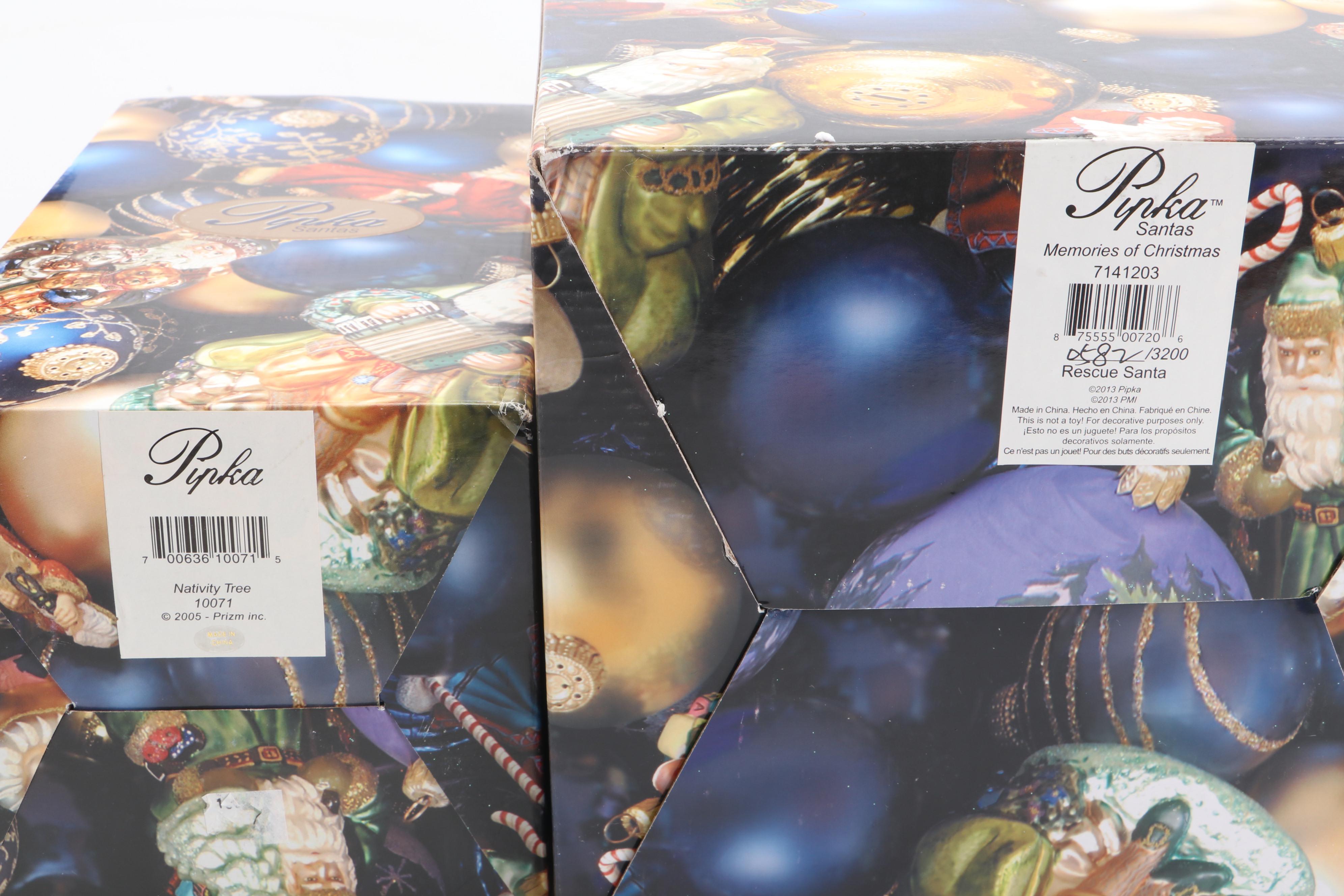 Pipka Santas Resin Limited Edition "Rescue Santa" and "Nativity Tree"