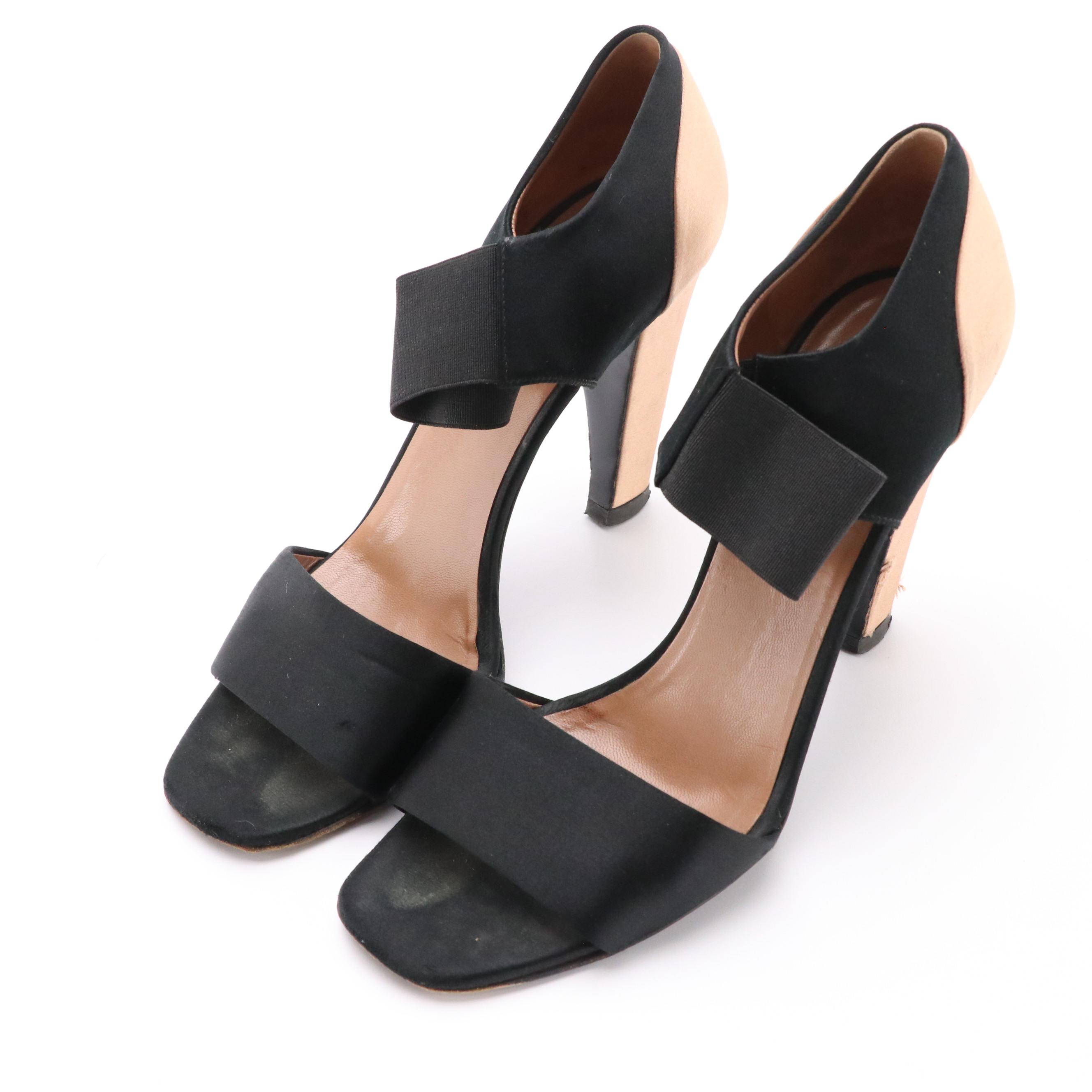 Prada Ankle Strap Dress Sandals in Color Block Satin