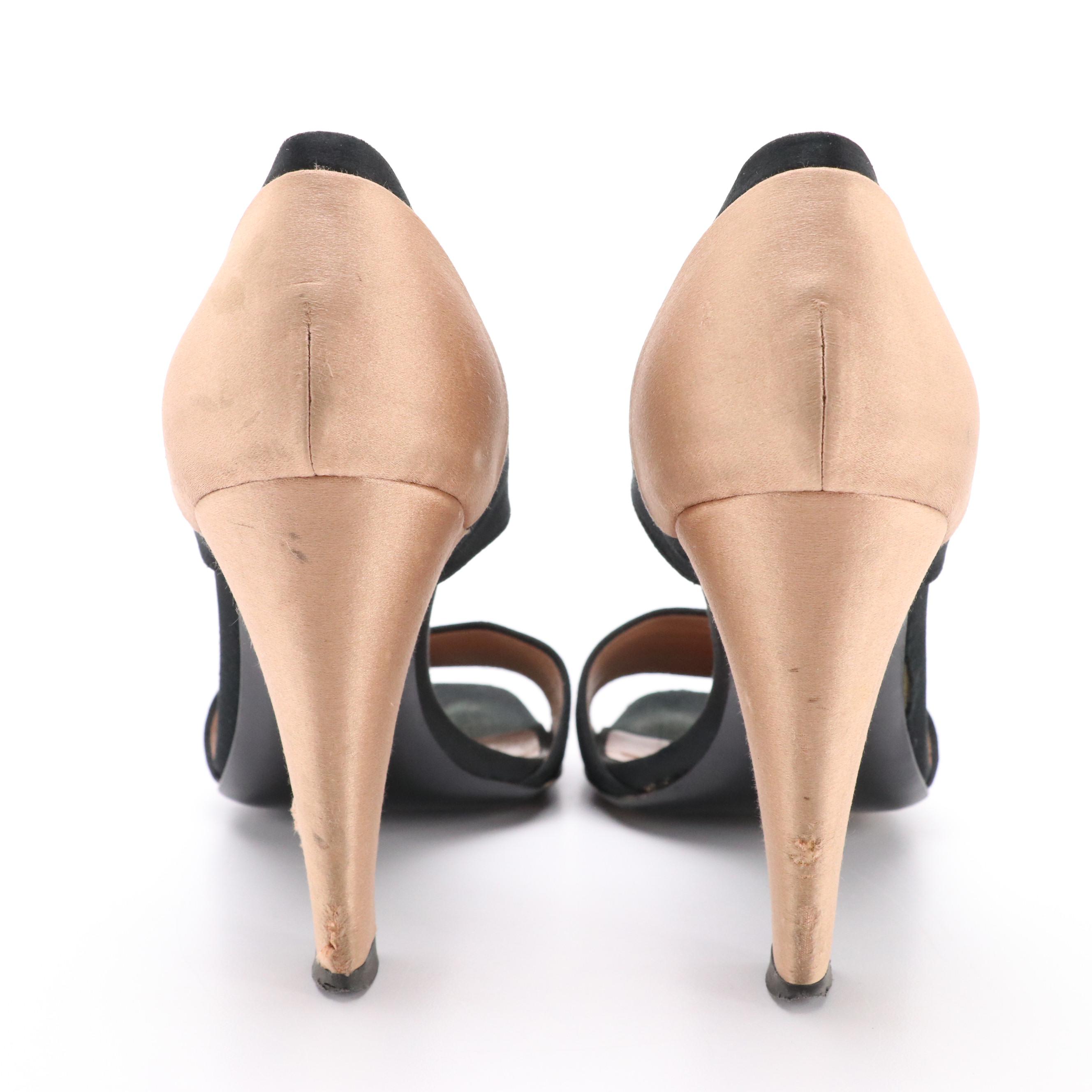 Prada Ankle Strap Dress Sandals in Color Block Satin