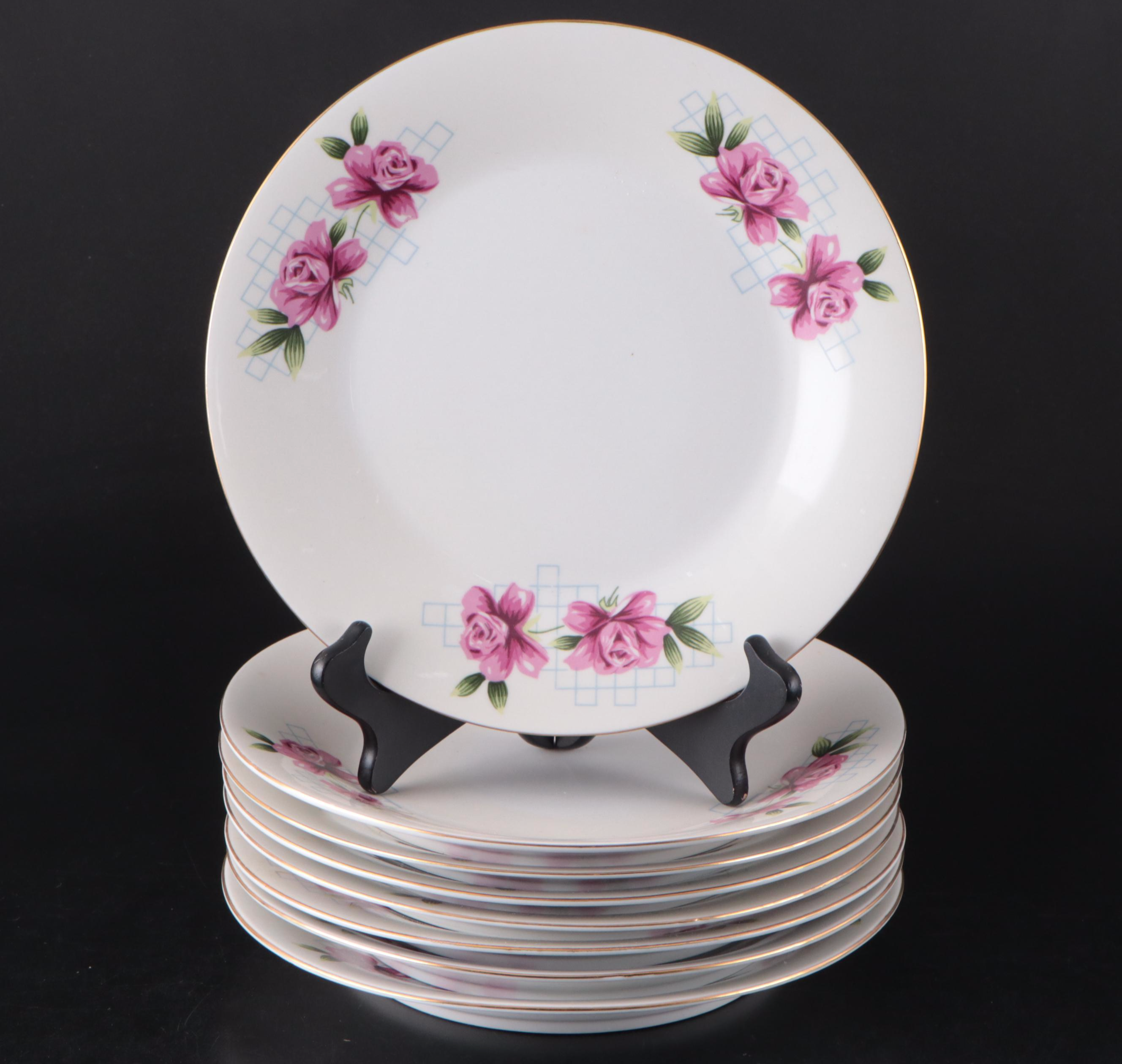 Chinese Porcelain Rose Pattern Dinnerware