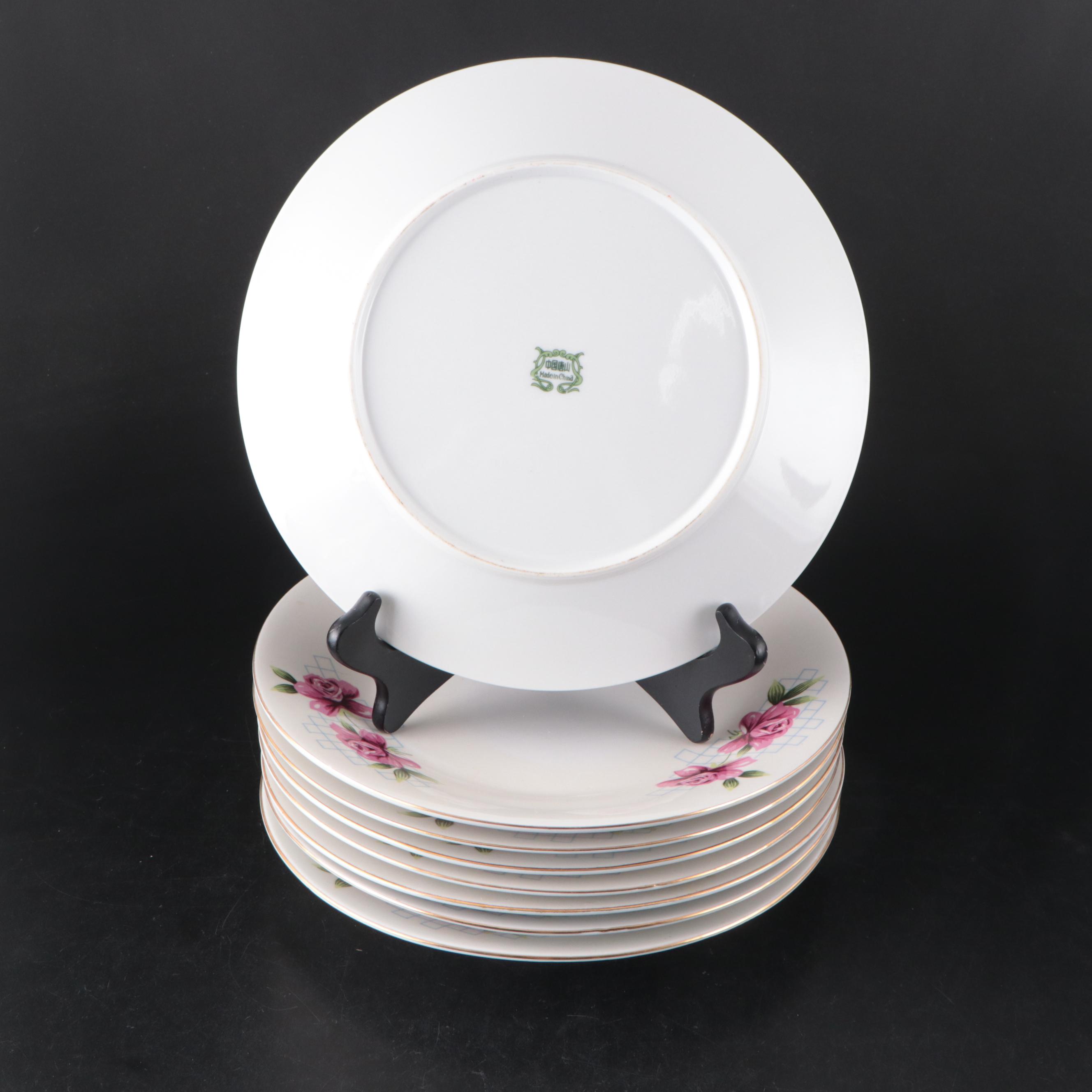 Chinese Porcelain Rose Pattern Dinnerware
