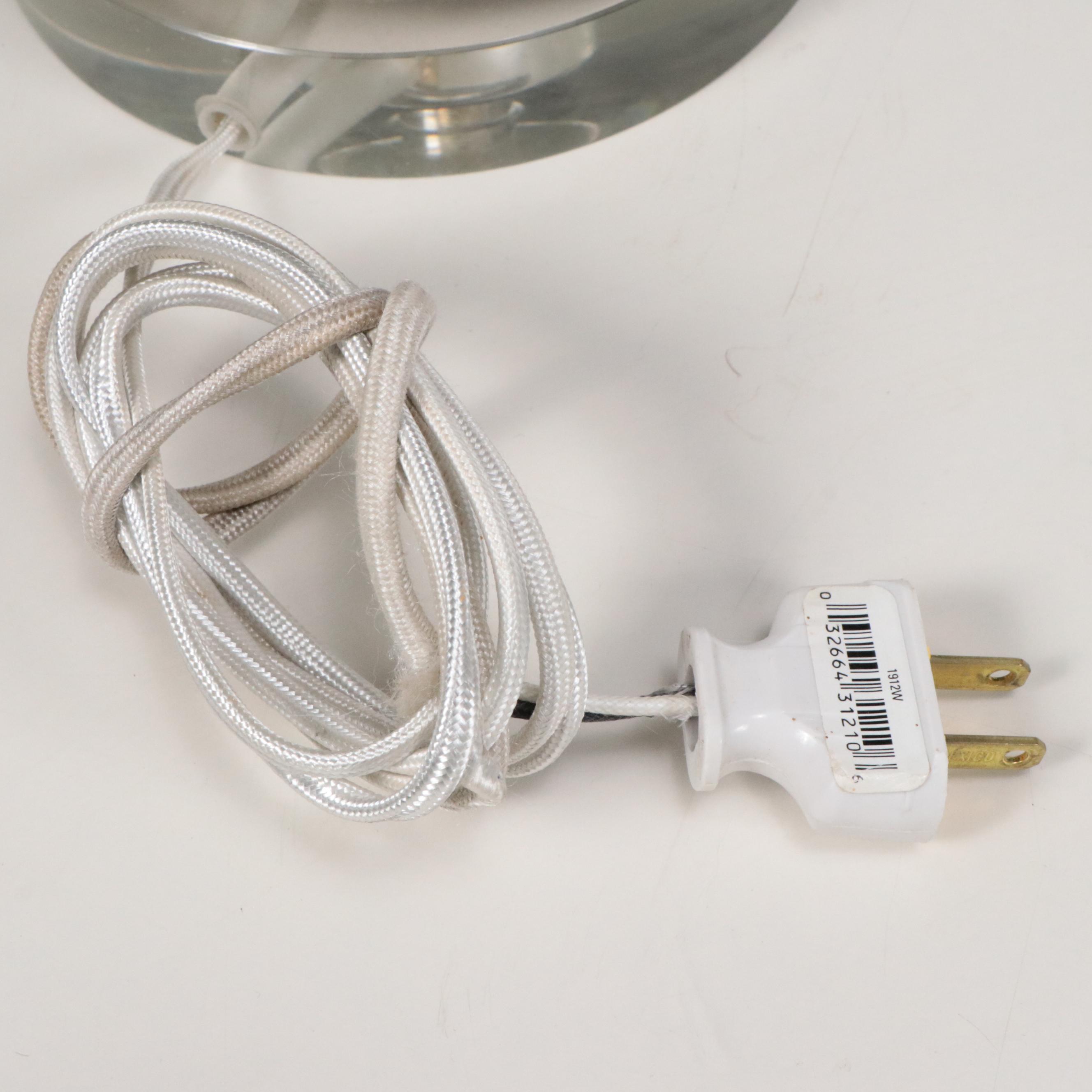 Hand-Carved Wooden Baluster on Acrylic Table Lamps with Custom Drum Shades