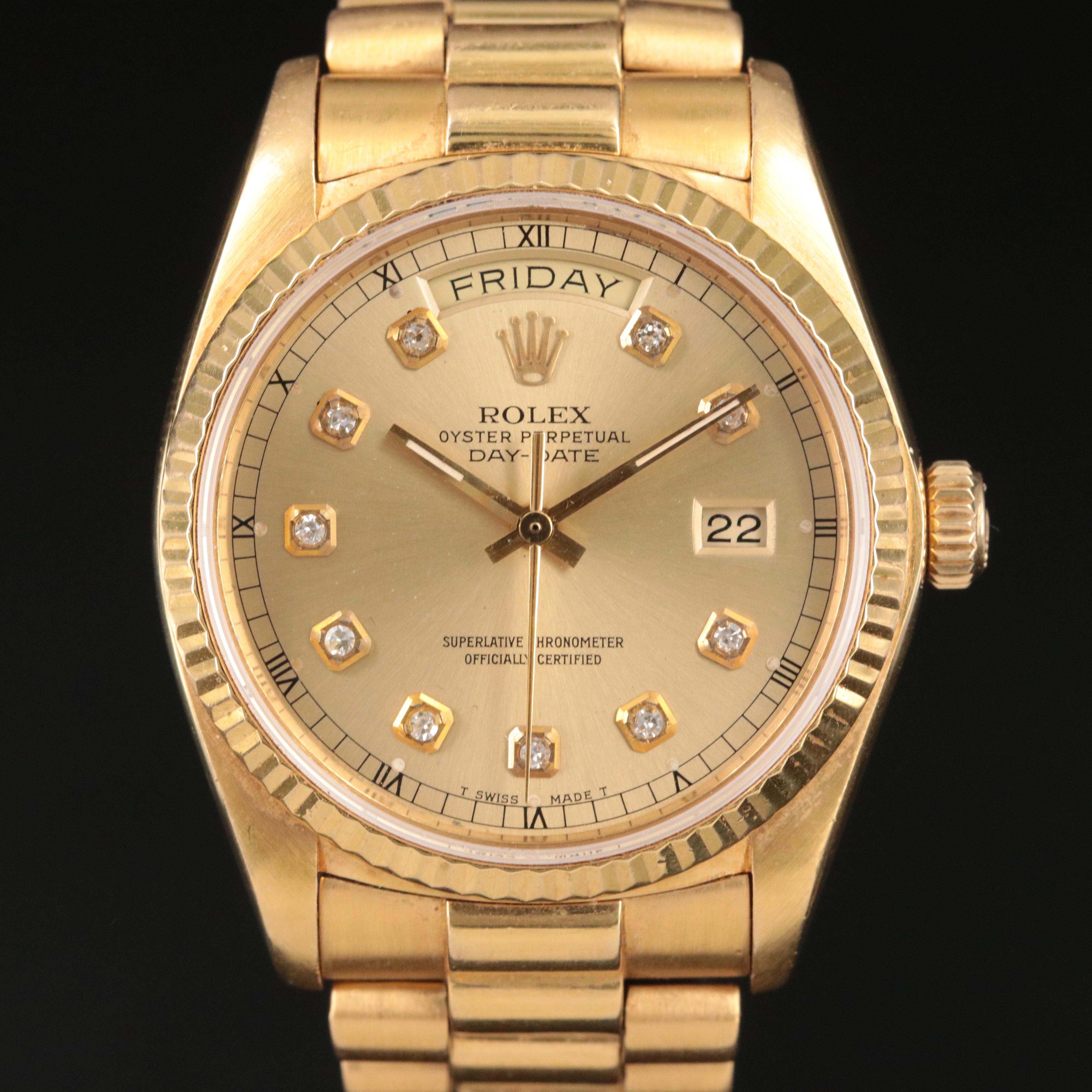 1979 Rolex Day-Date President Custom Diamond Dial Watch