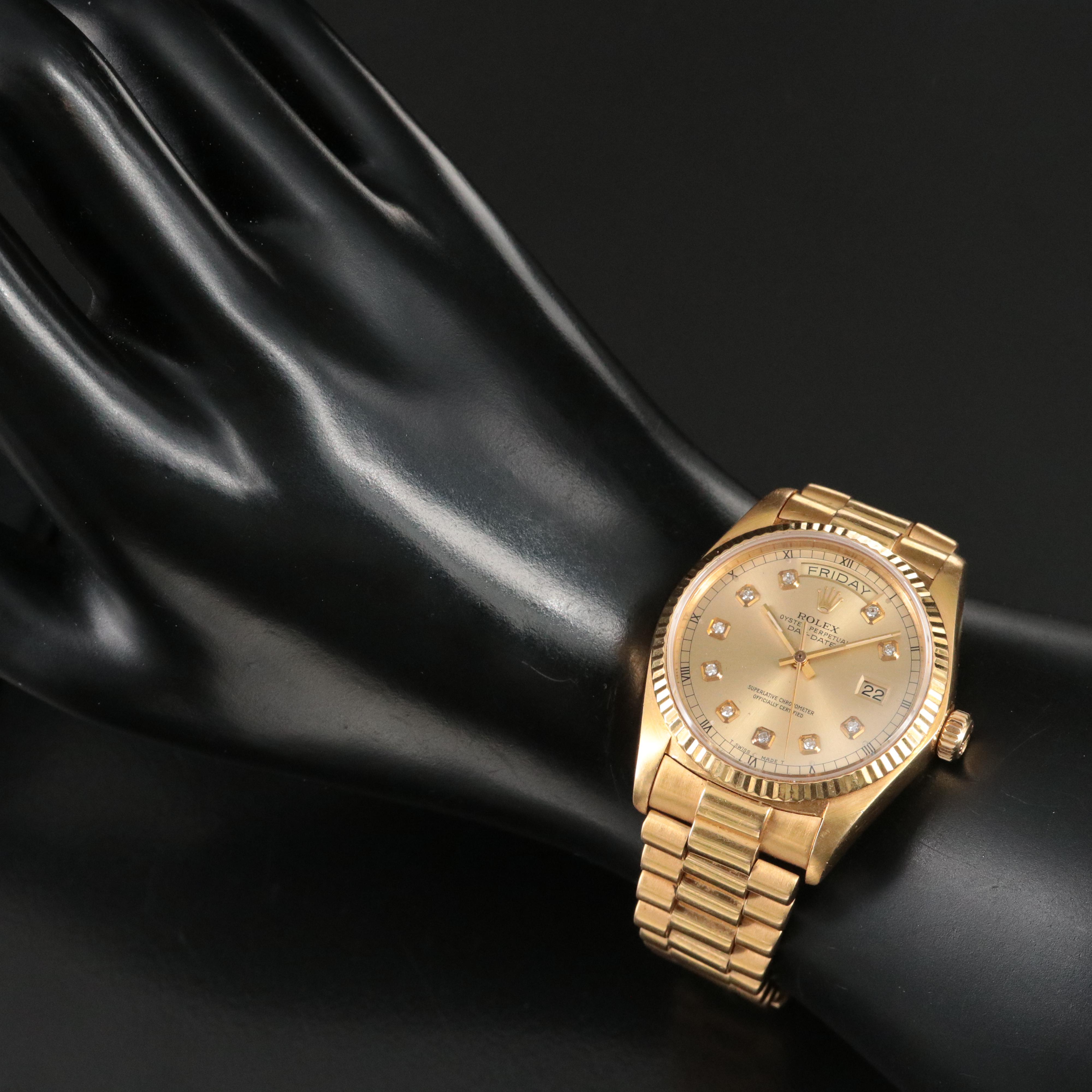 1979 Rolex Day-Date President Custom Diamond Dial Watch