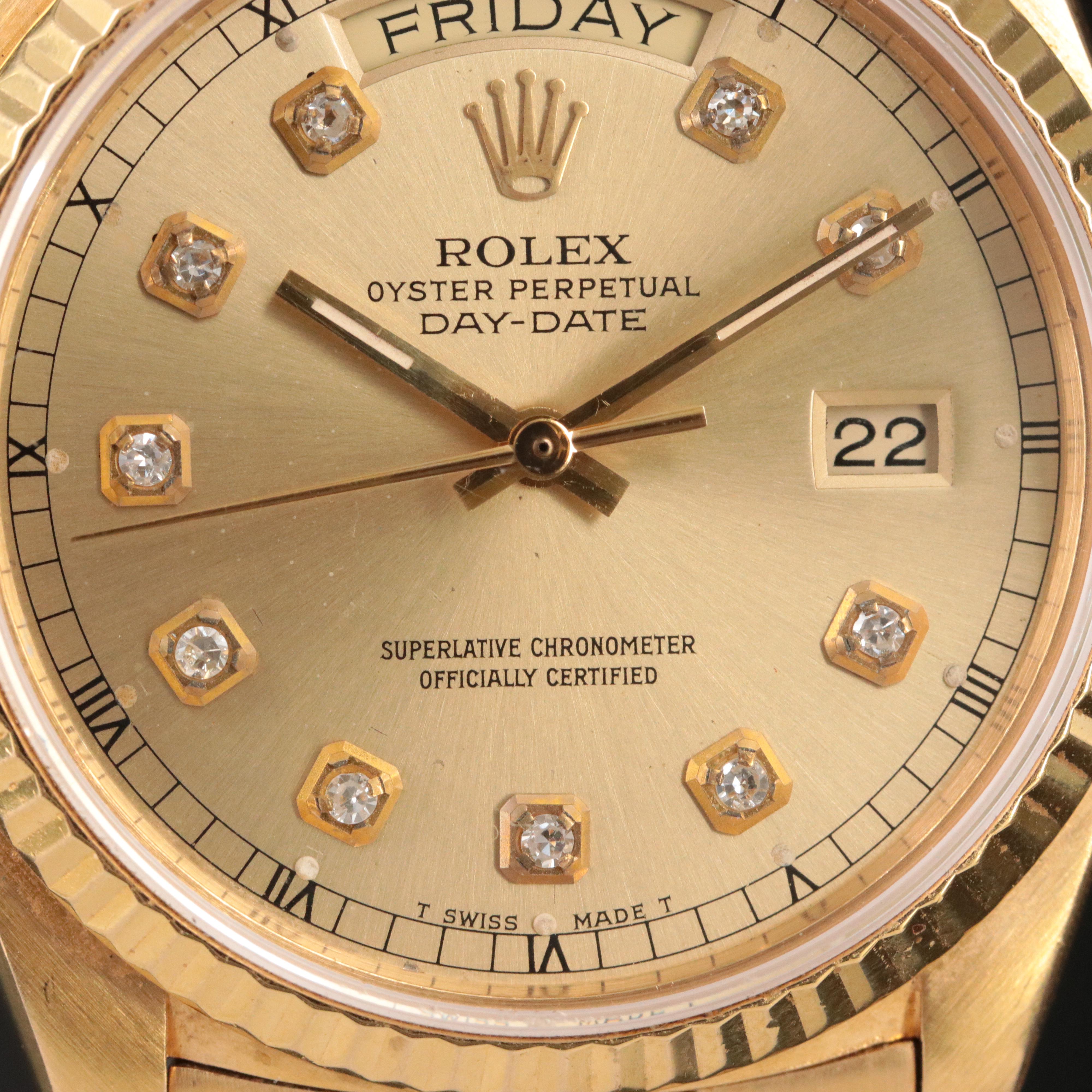 1979 Rolex Day-Date President Custom Diamond Dial Watch