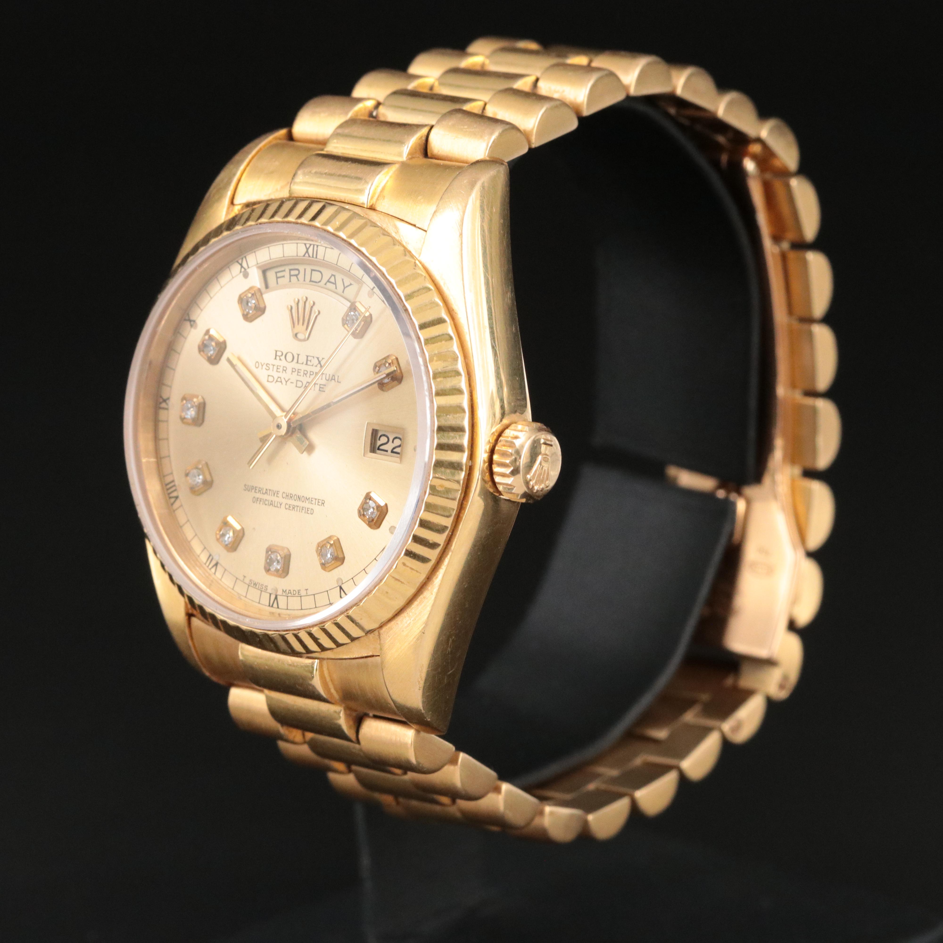 1979 Rolex Day-Date President Custom Diamond Dial Watch