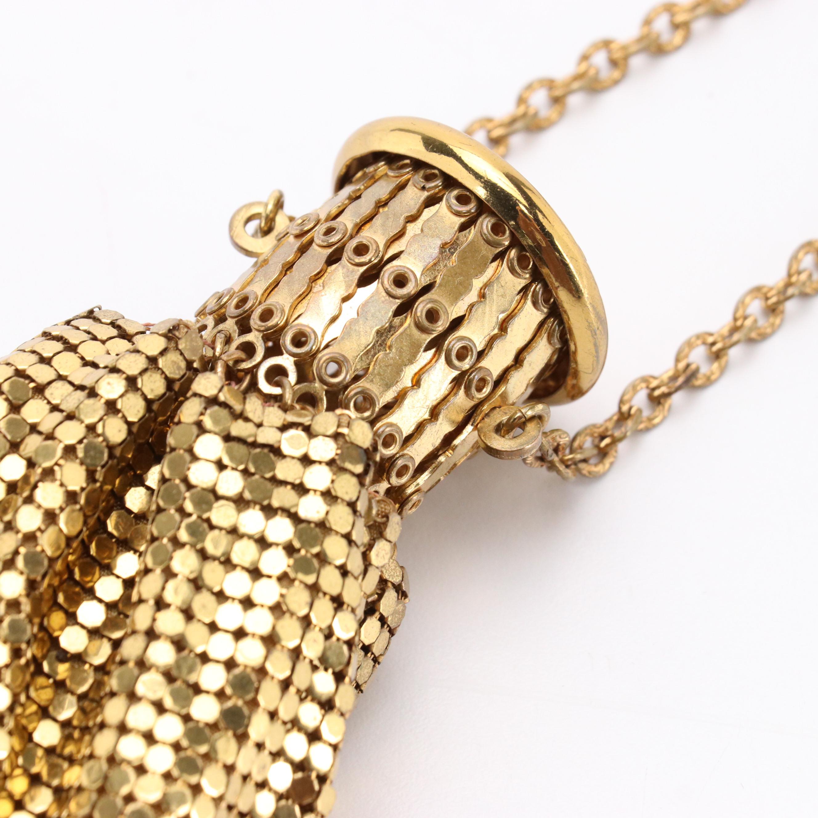 Vintage Whiting & Davis Gold Tone Metal Mesh Accordion Top Beggars Bag